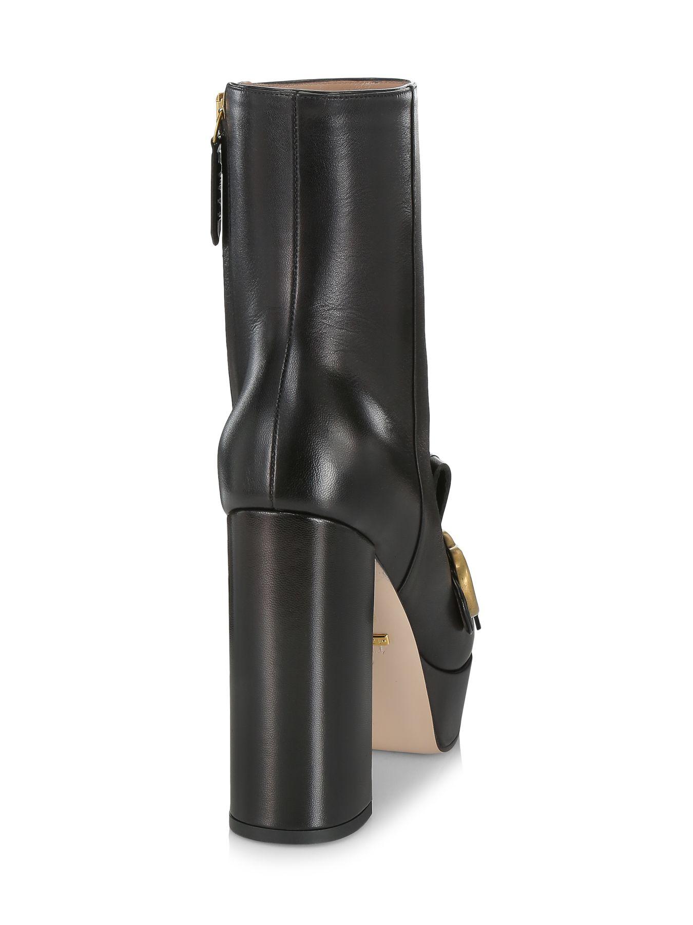 Gucci Fringe Leather Platform Boot in Black | Lyst