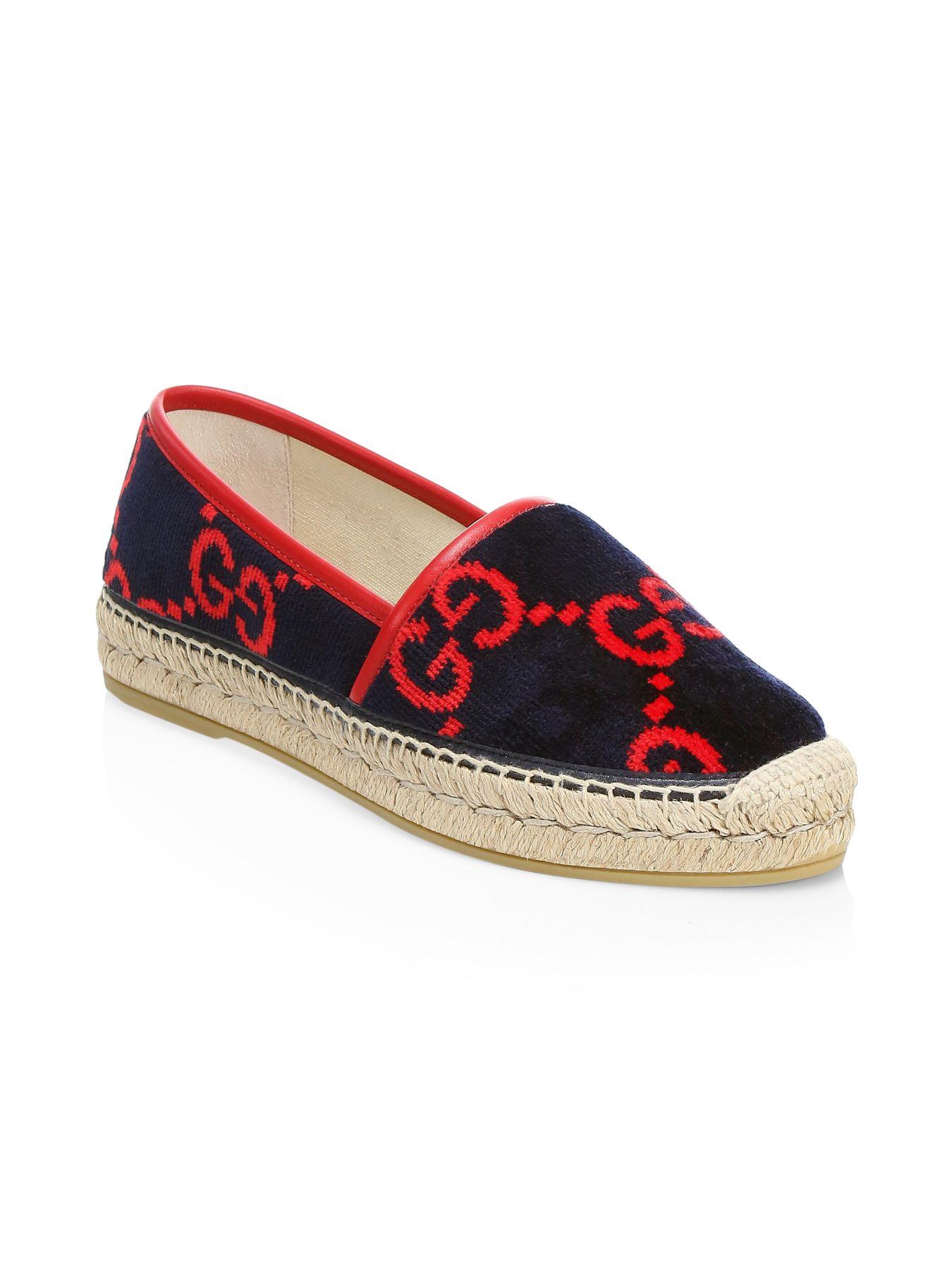 Leather Pilar Double G Logo Espadrille in Blue (Red) Lyst