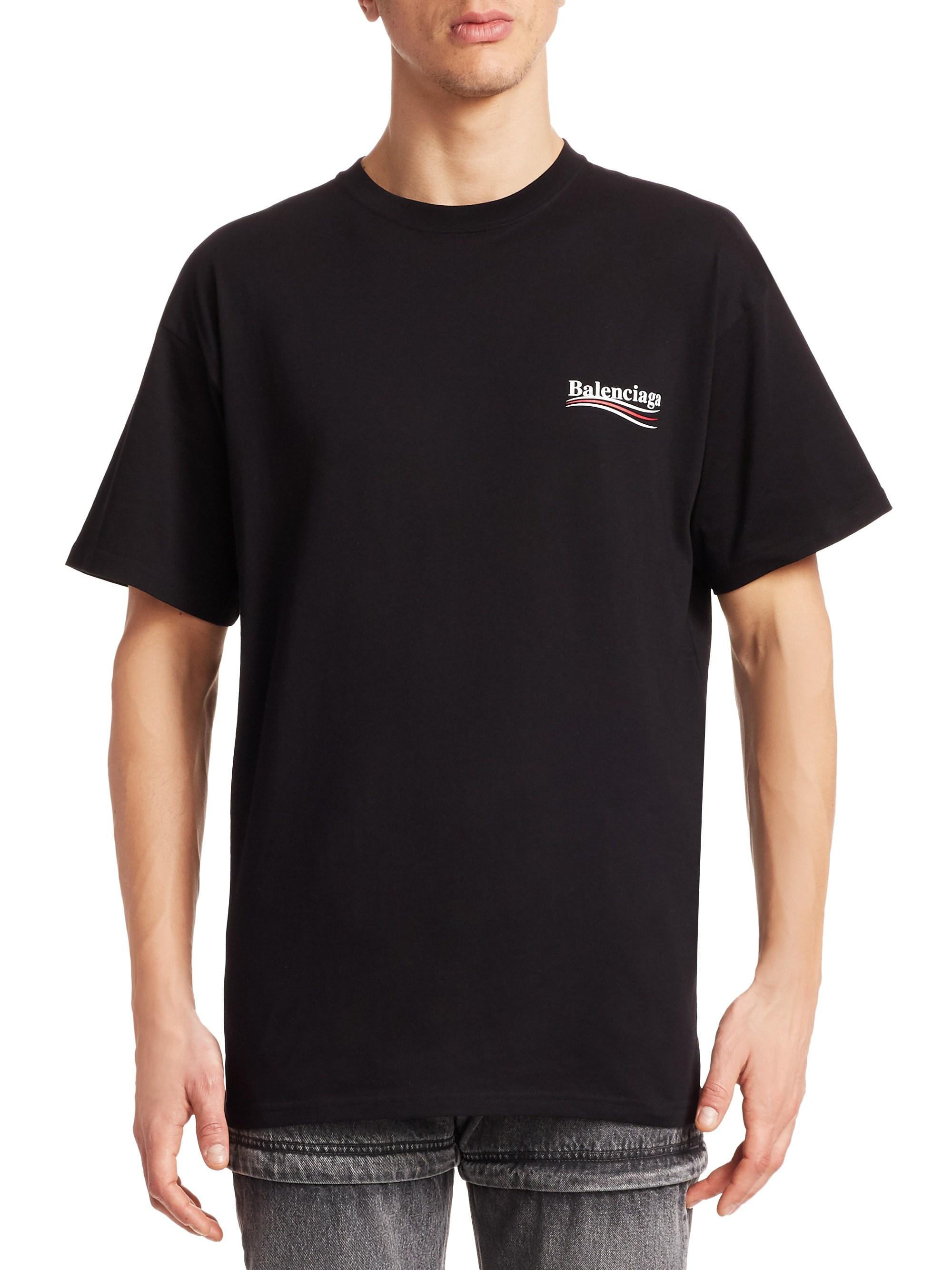 Balenciaga Oversized Logo-print Cotton-jersey T-shirt in Black for