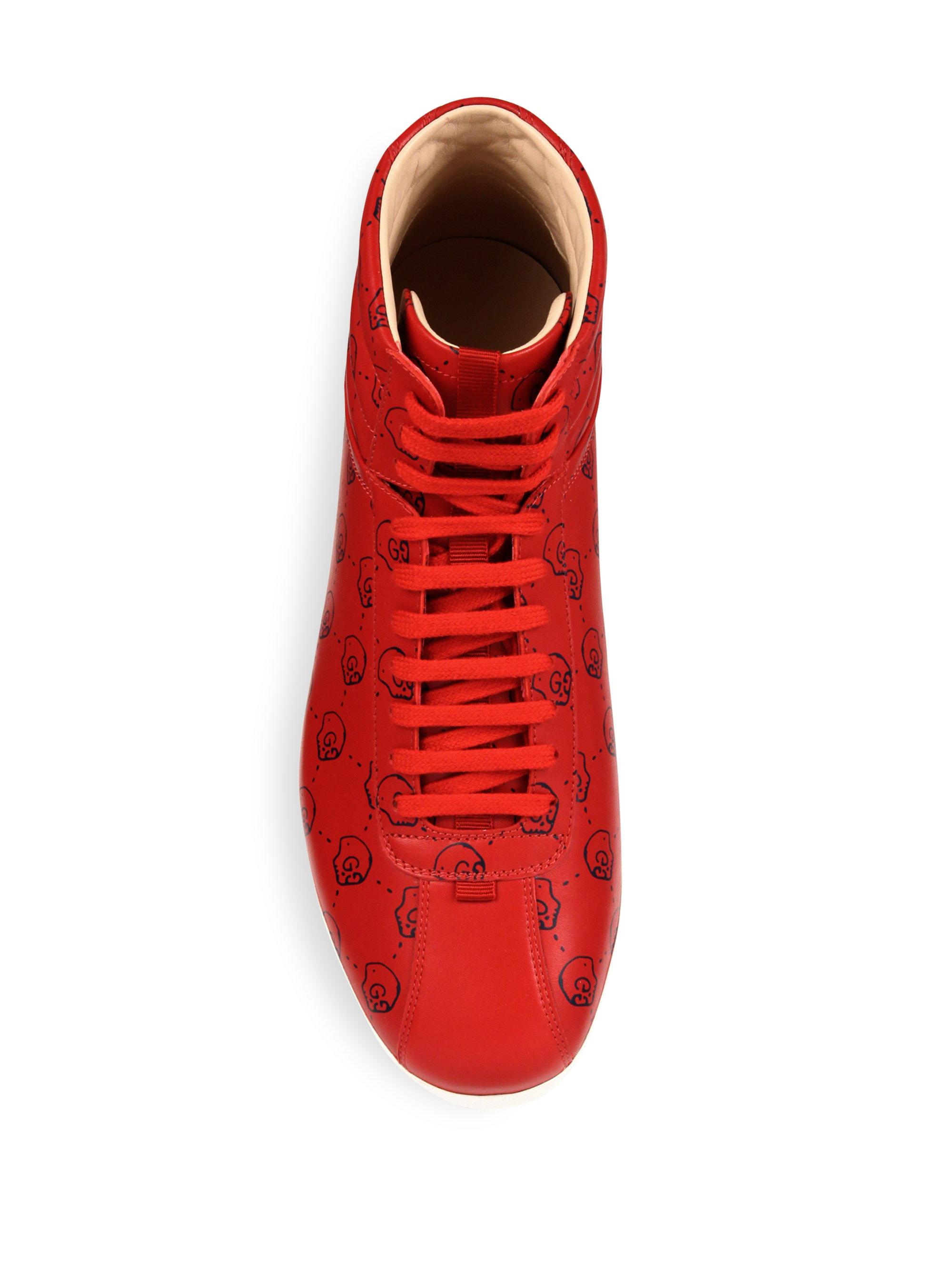 Gucci Ghost Lace-up Sneakers in Red for Men | Lyst