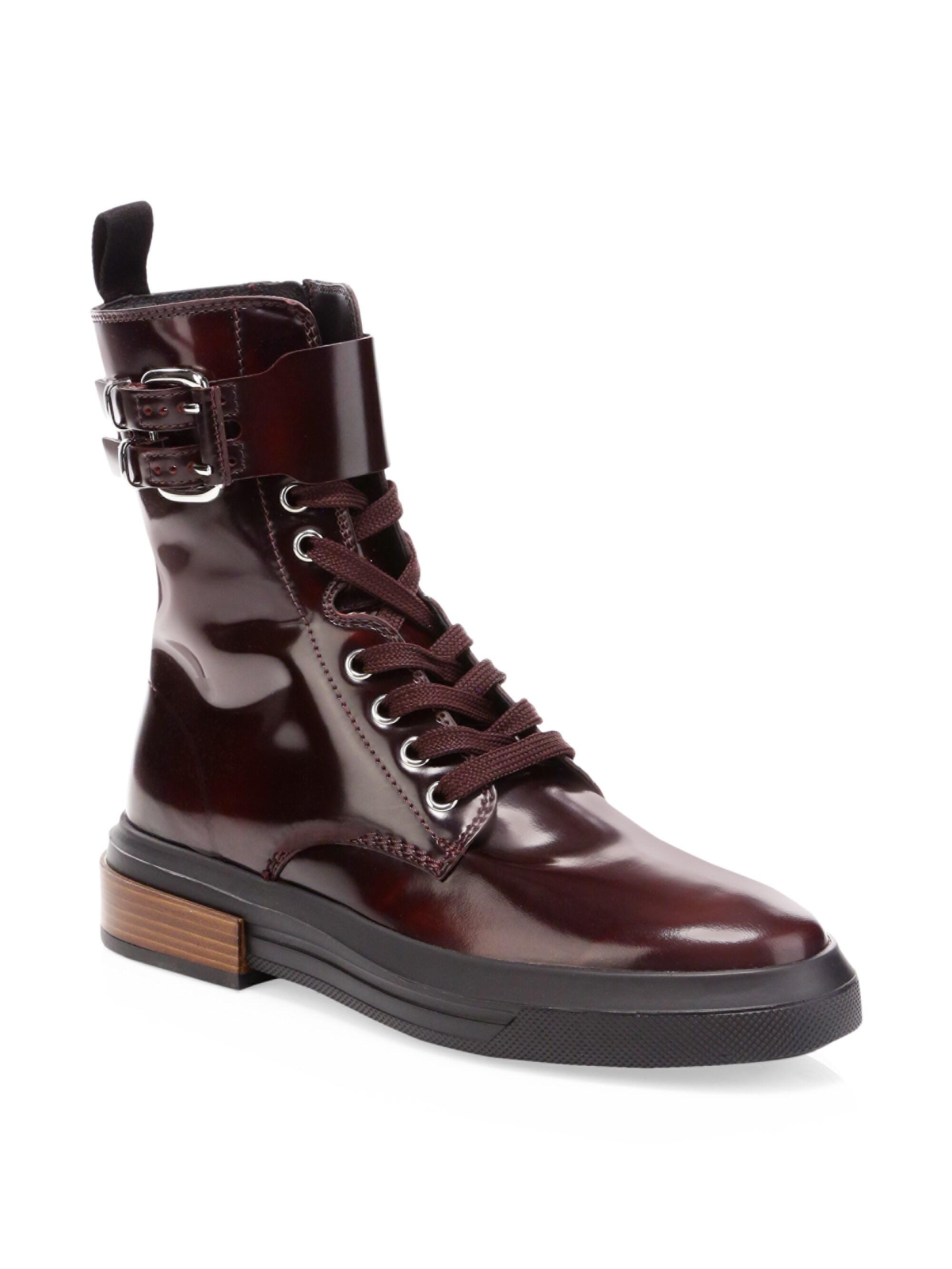 Tod's Women's Leather Combat Boots - Burgundy in Brown | Lyst