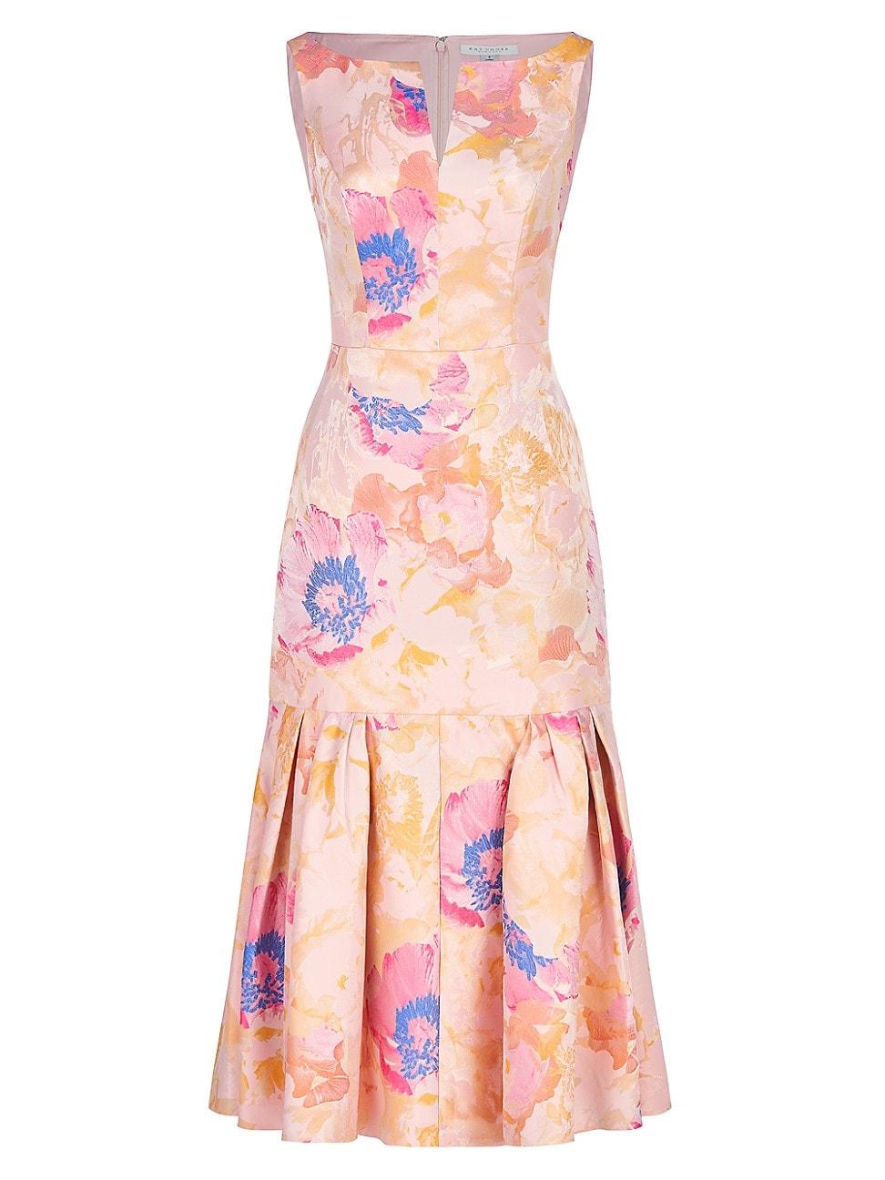 Kay Unger Fiora Floral-jacquard Flounce Dress in Pink | Lyst