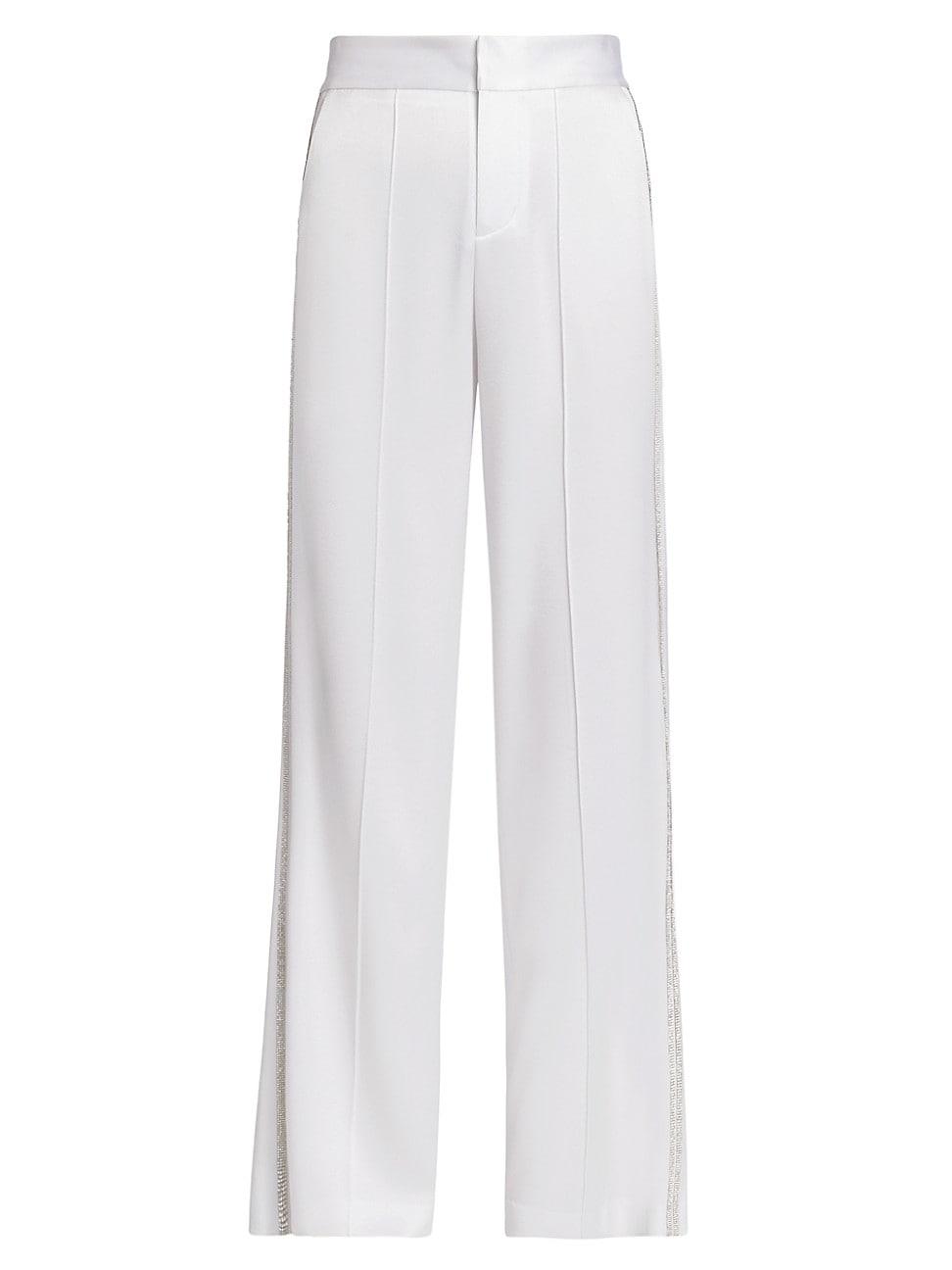 Alice + Olivia Dylan Embellished Pants in White | Lyst