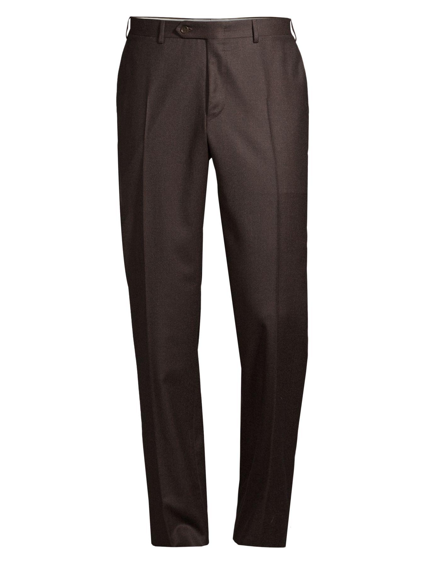 Canali Modernfit Wool Trousers in Brown for Men Lyst