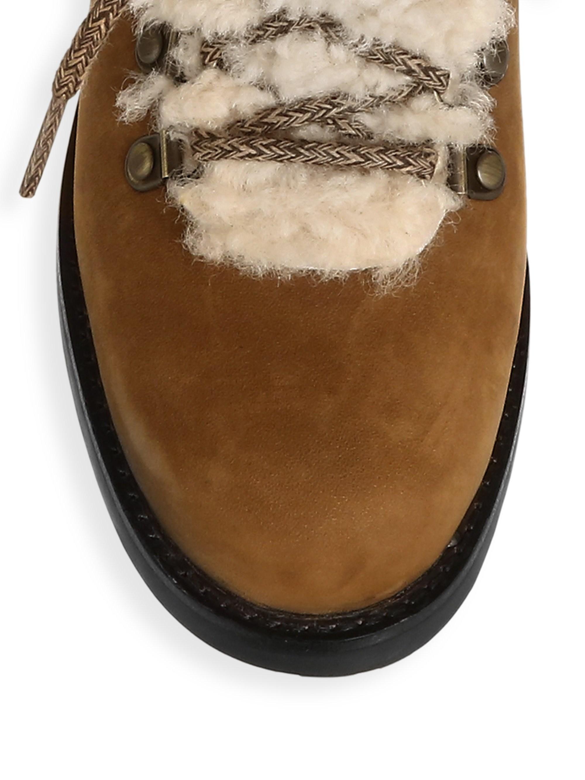 fraser shearling and suede combat booties