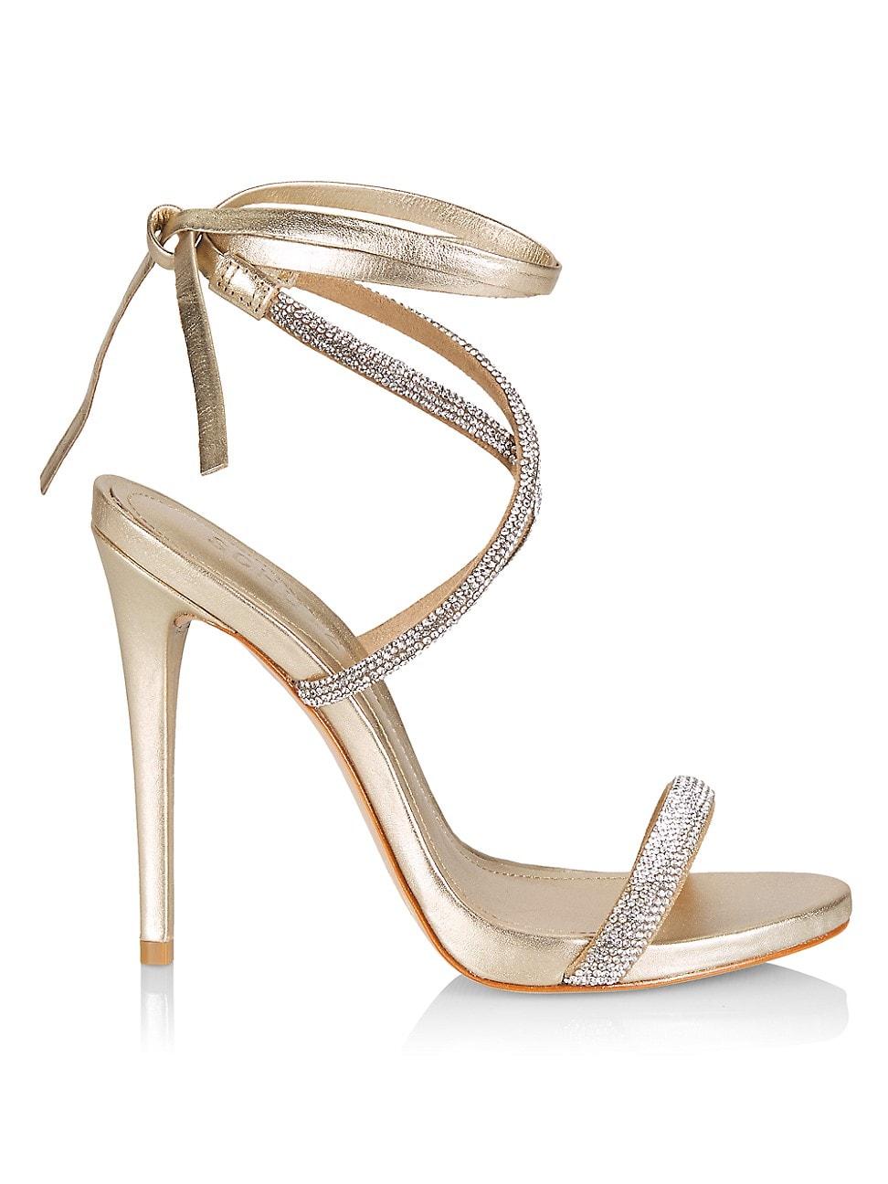 SCHUTZ SHOES Cloe Crystal-embellished Lace-up Sandals in Metallic | Lyst