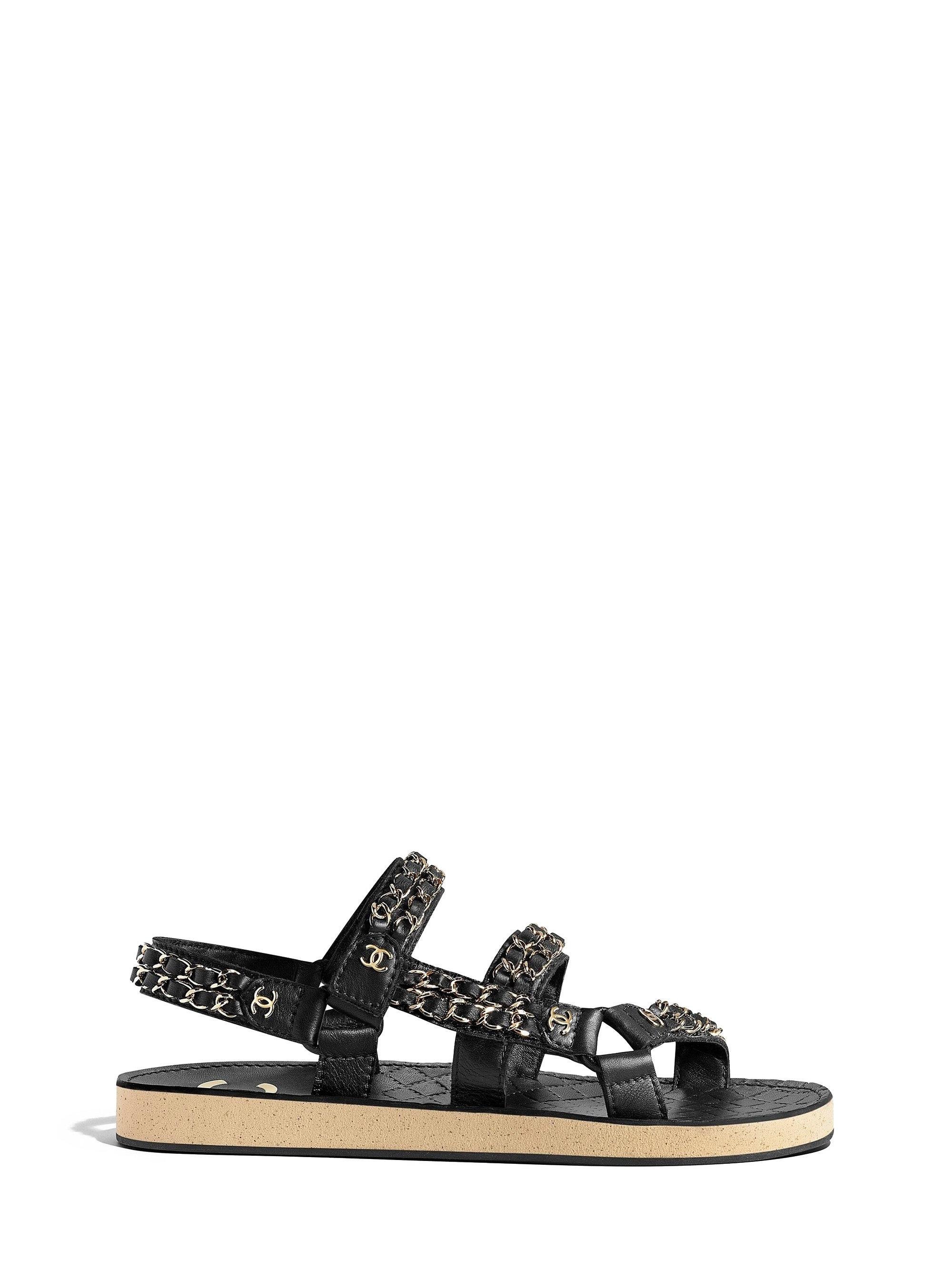 Chanel Sandals in Black | Lyst