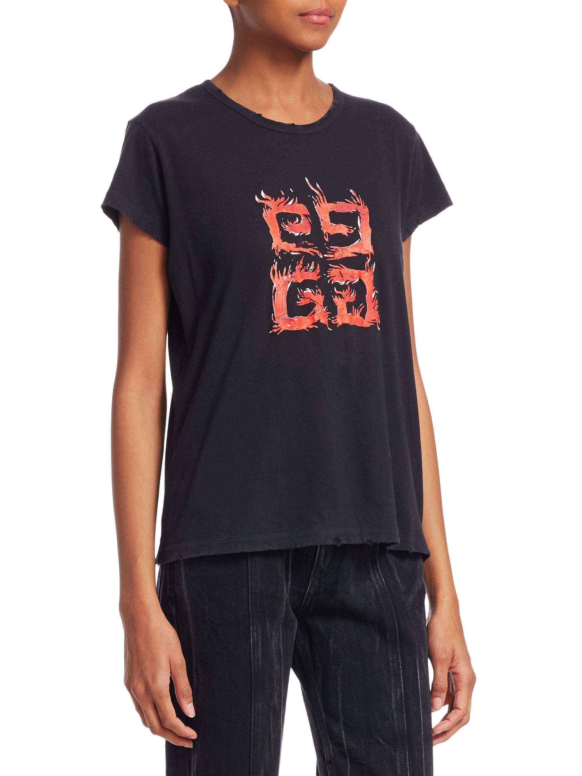 Givenchy Cotton Black T-shirt With Flame Pattern And Logo | Lyst