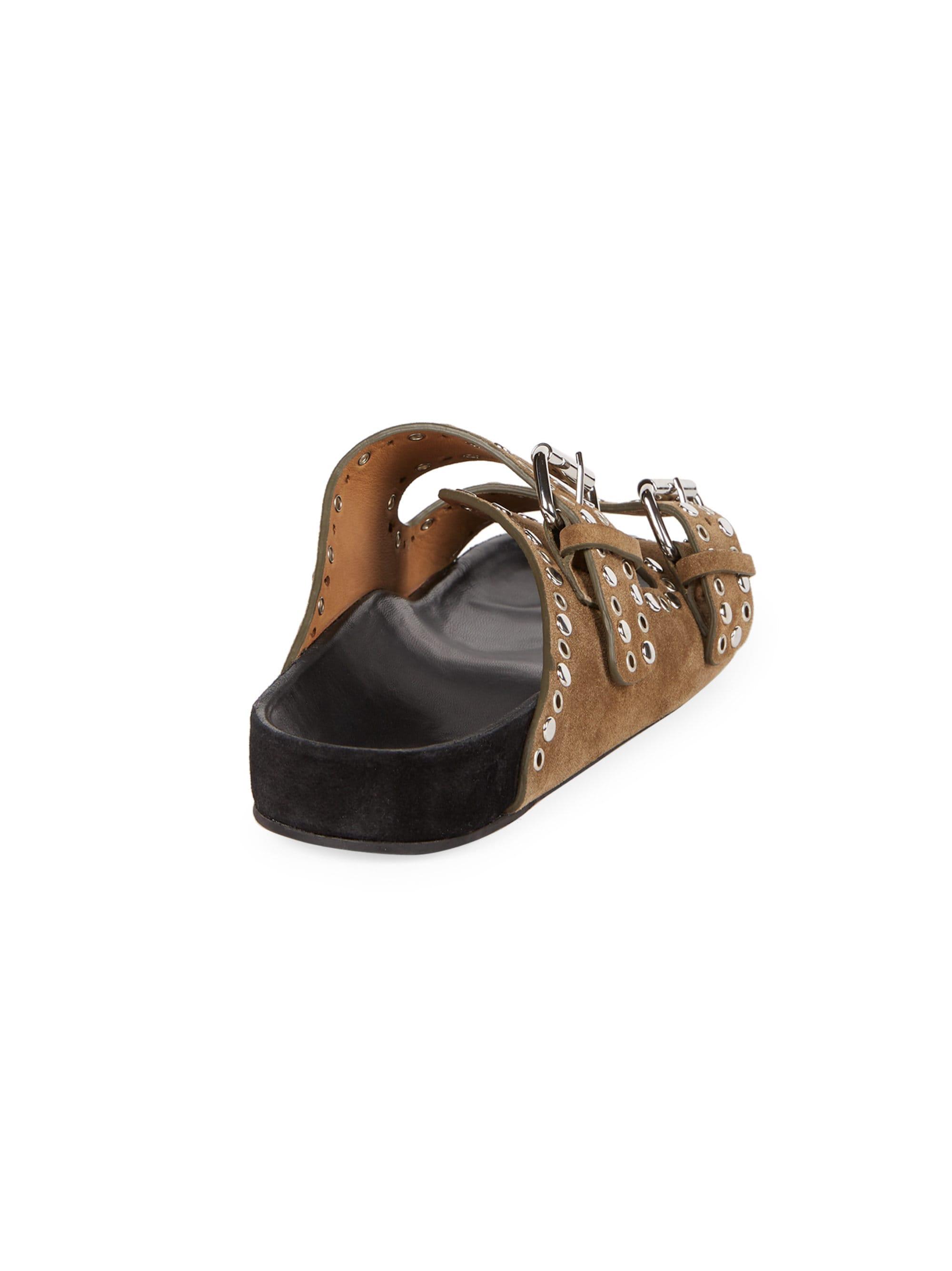 isabel marant lennyo studded suede slide sandals