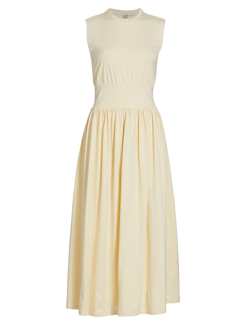 Totême Sleeveless Cotton Mididress in Natural Lyst