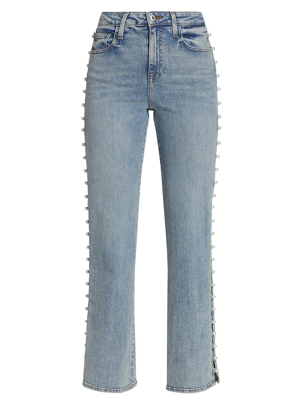 Jonathan Simkhai Amelia High-rise Imitation Pearl Jeans in Blue | Lyst