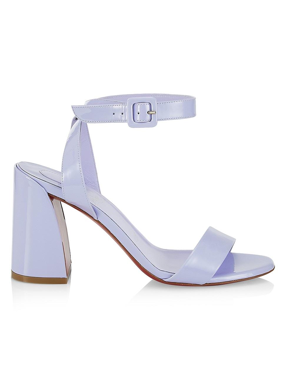 Christian Louboutin Miss Sabina 85 Patent Leather Sandals in White | Lyst