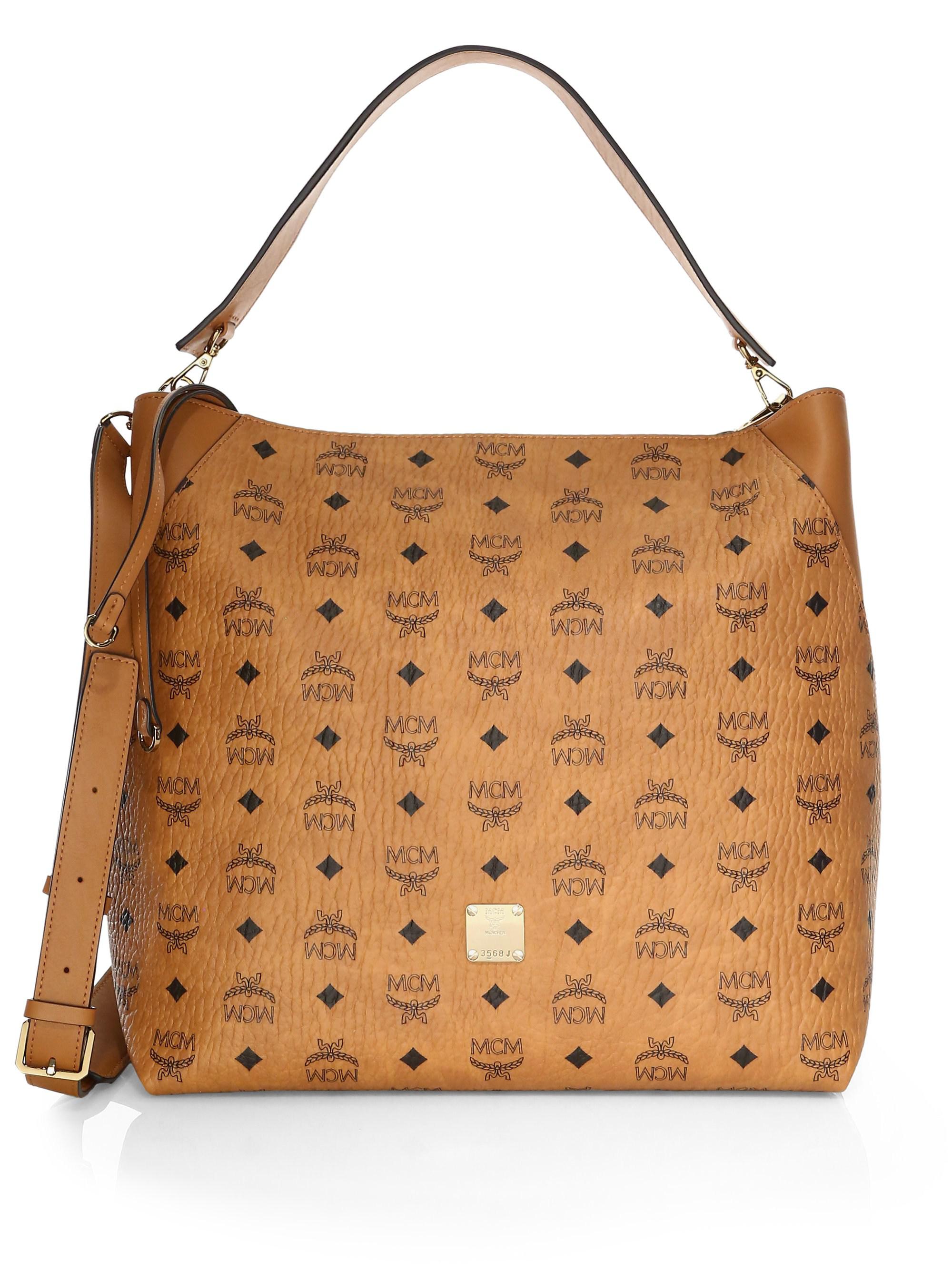 MCM Leather Large Klara Visetos Hobo Bag in Cognac (Brown) Lyst