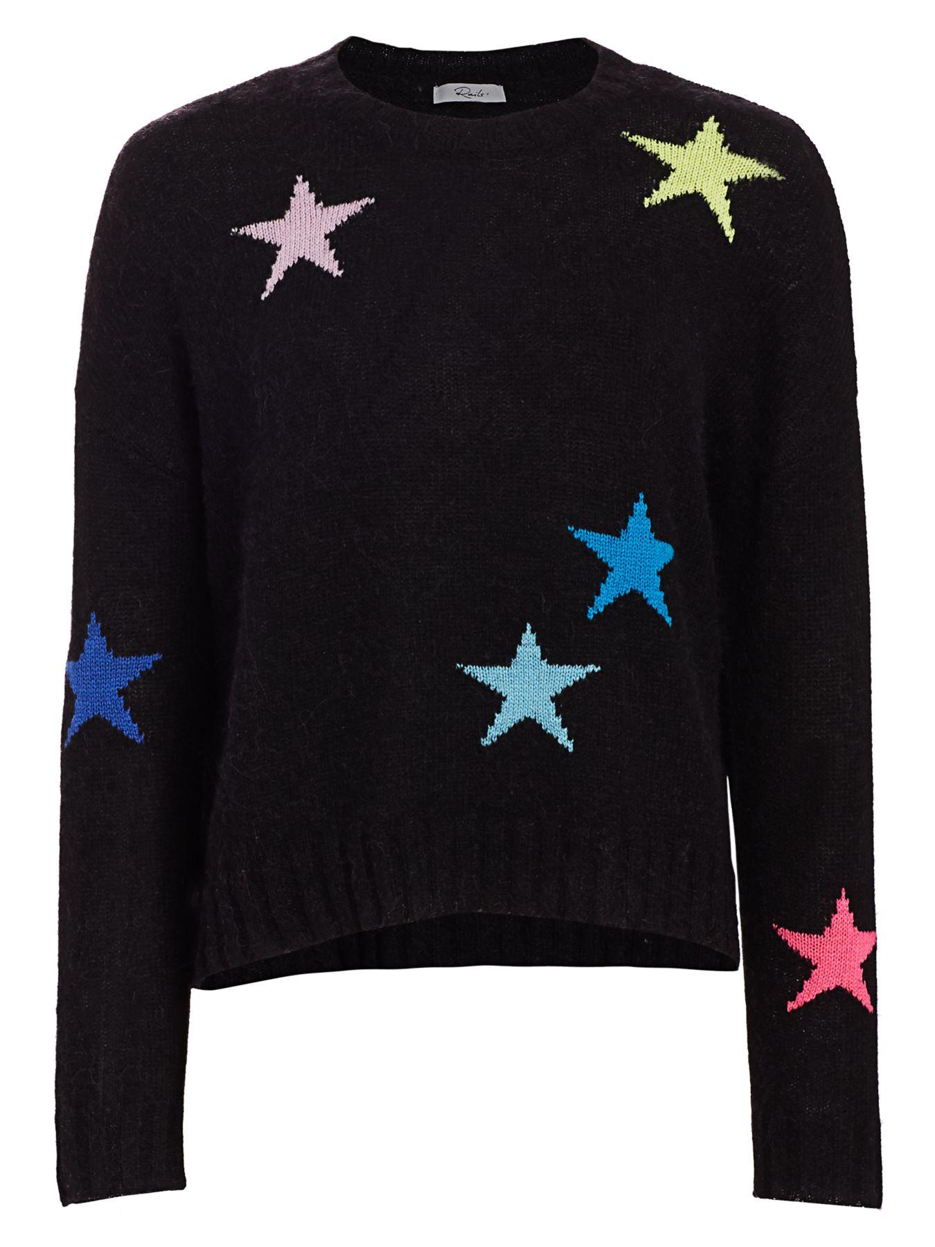 Rails Wool Perci Multicolor Star Sweater in Black | Lyst