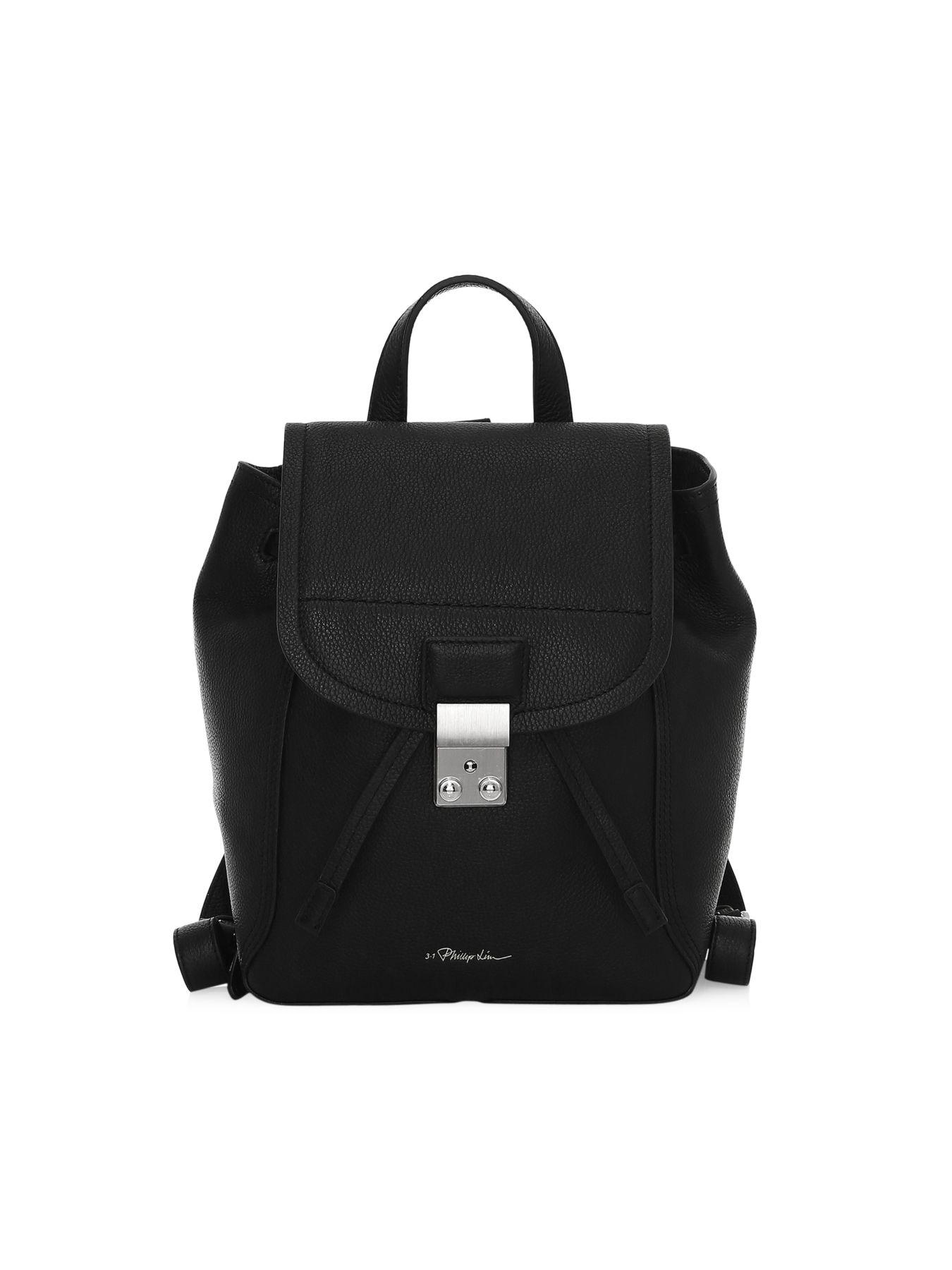 black soft leather backpack