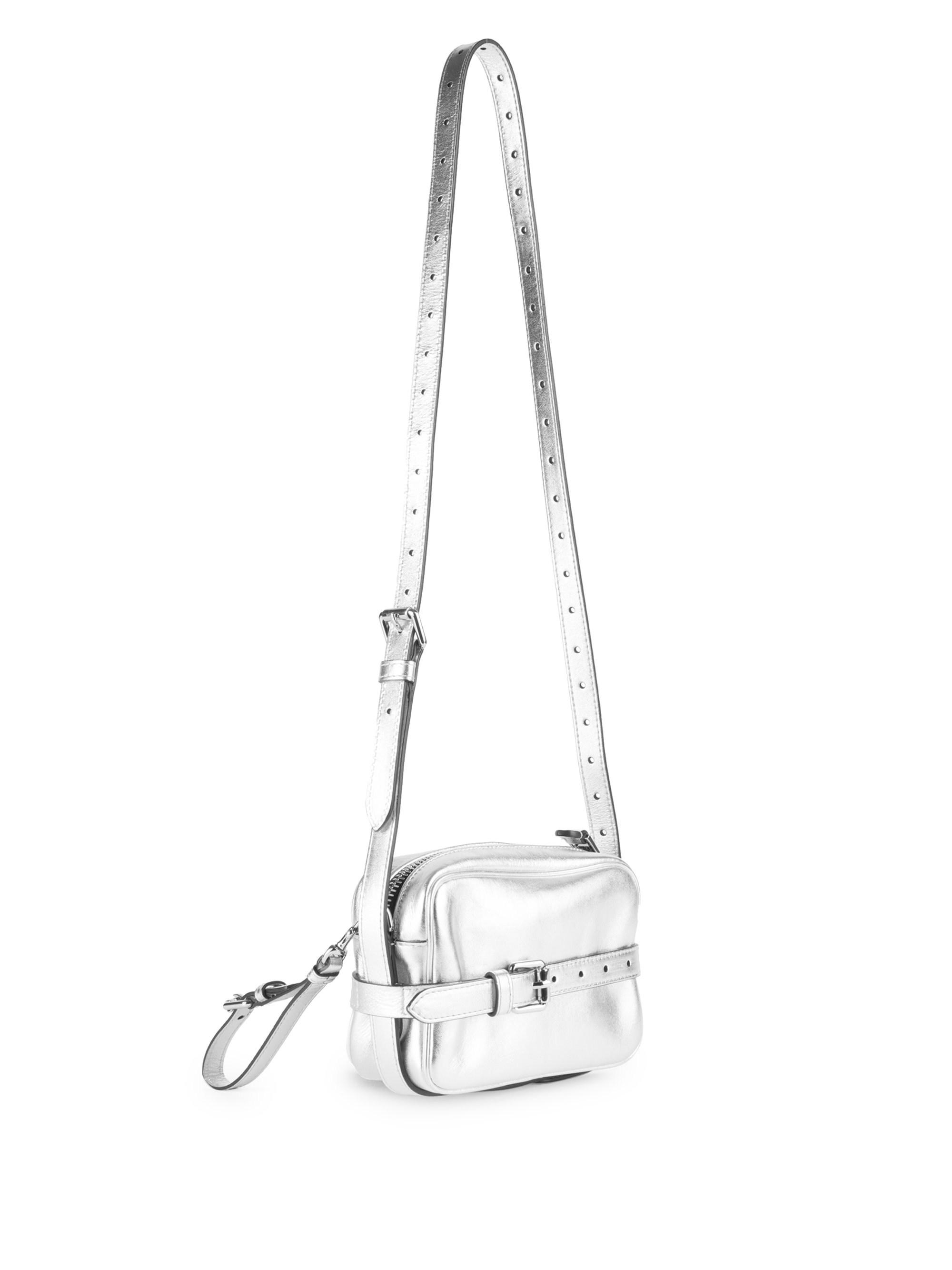 silver camera bag