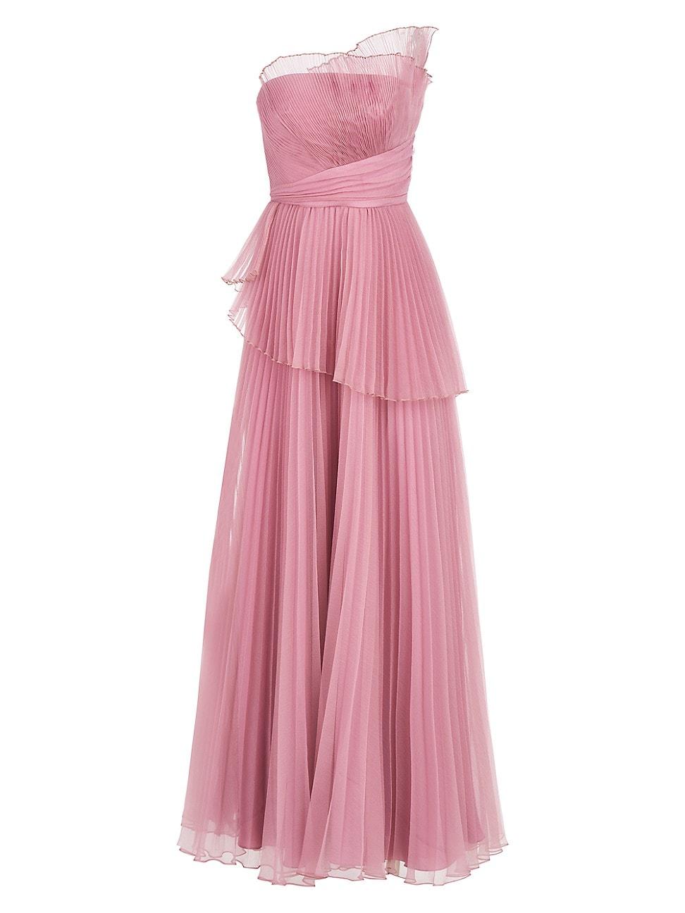 THEIA Delphine Pleated One-shoulder Organza Gown in Pink | Lyst