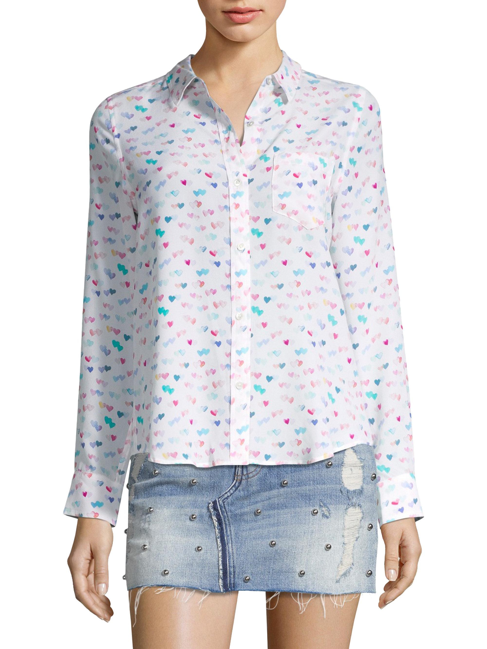 Rails Kate Silk Watercolor Heart Shirt 