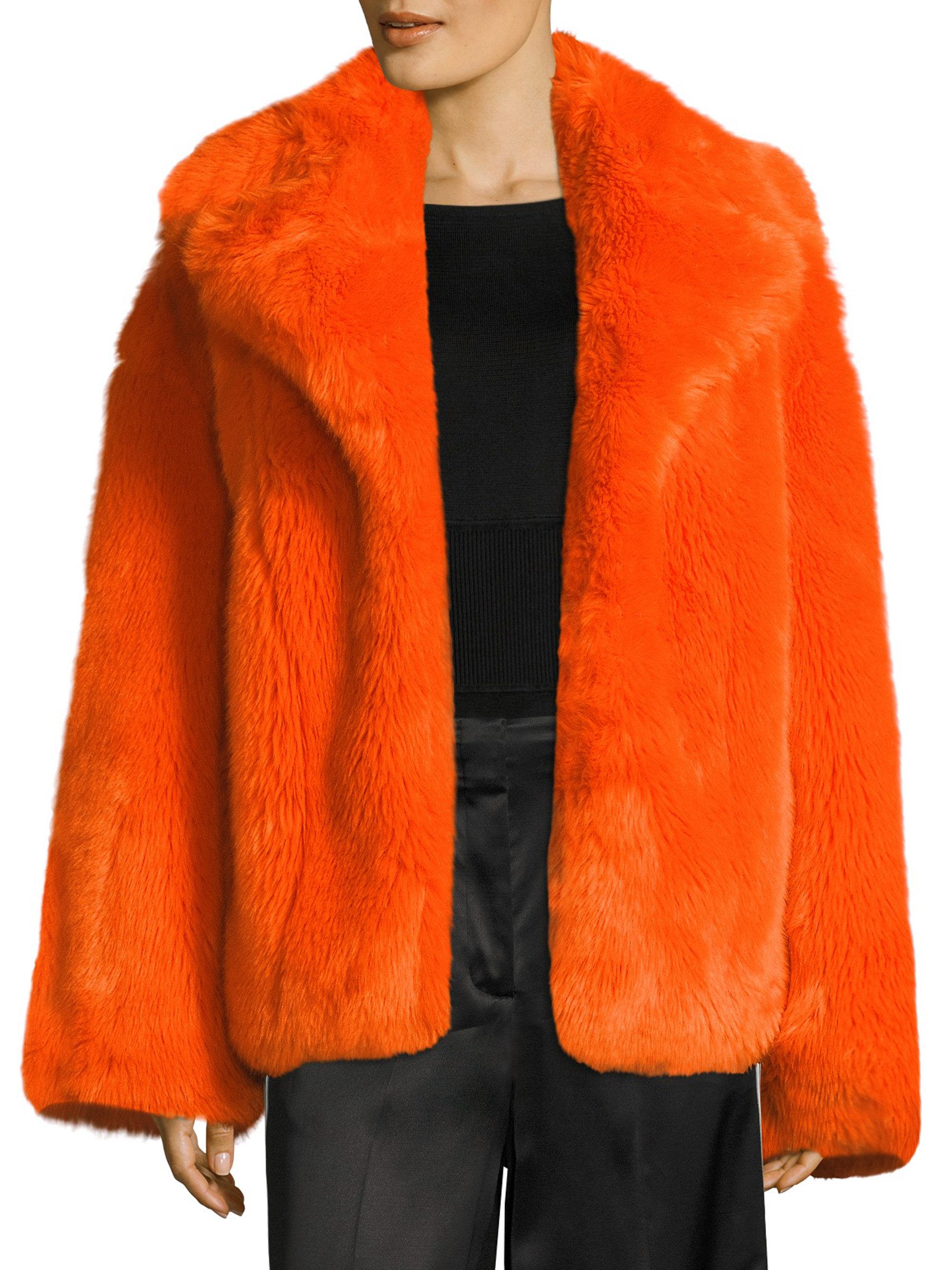 Diane von Furstenberg Faux Fur Jacket in Orange Lyst