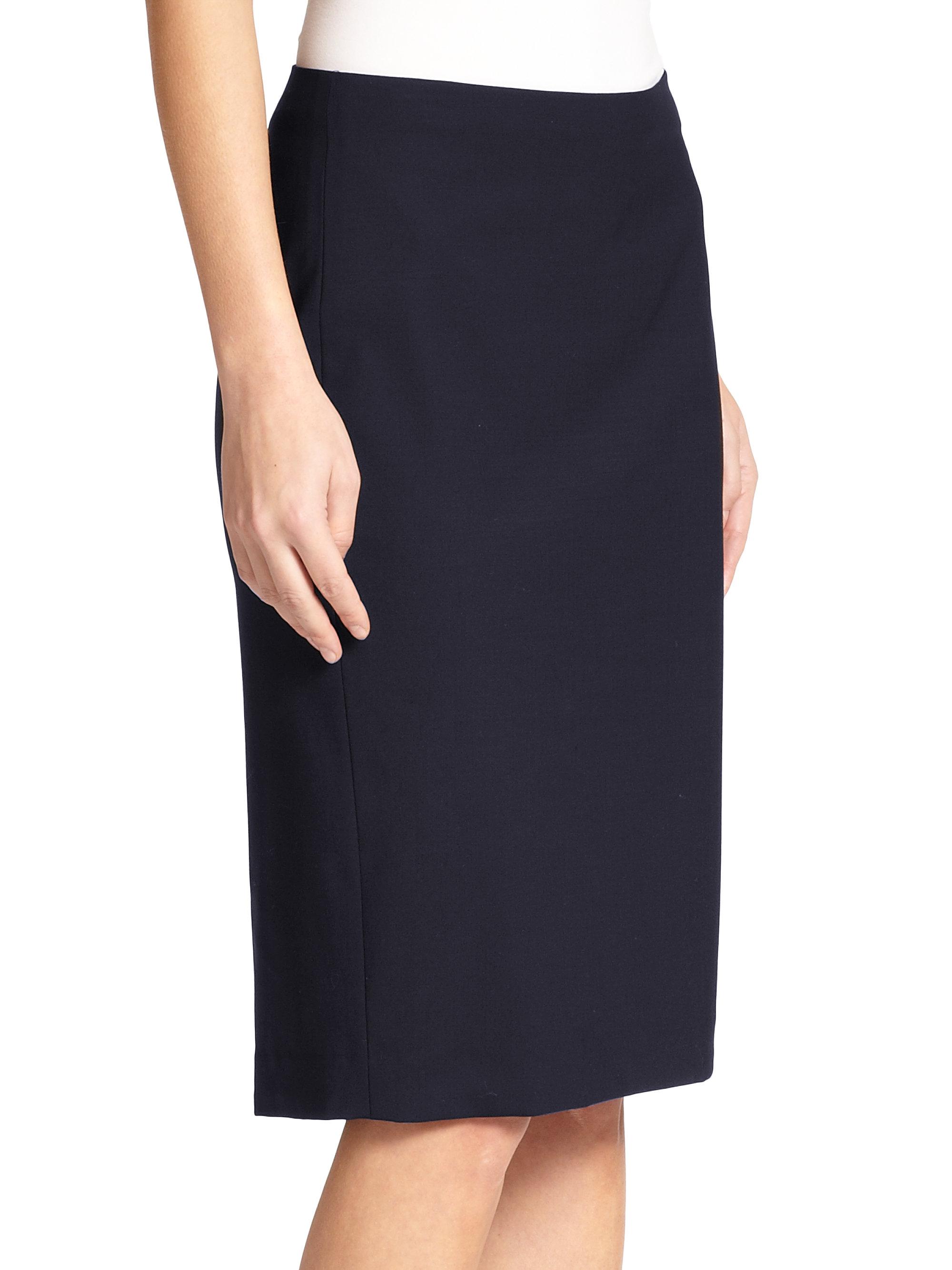 navy blue knit pencil skirt