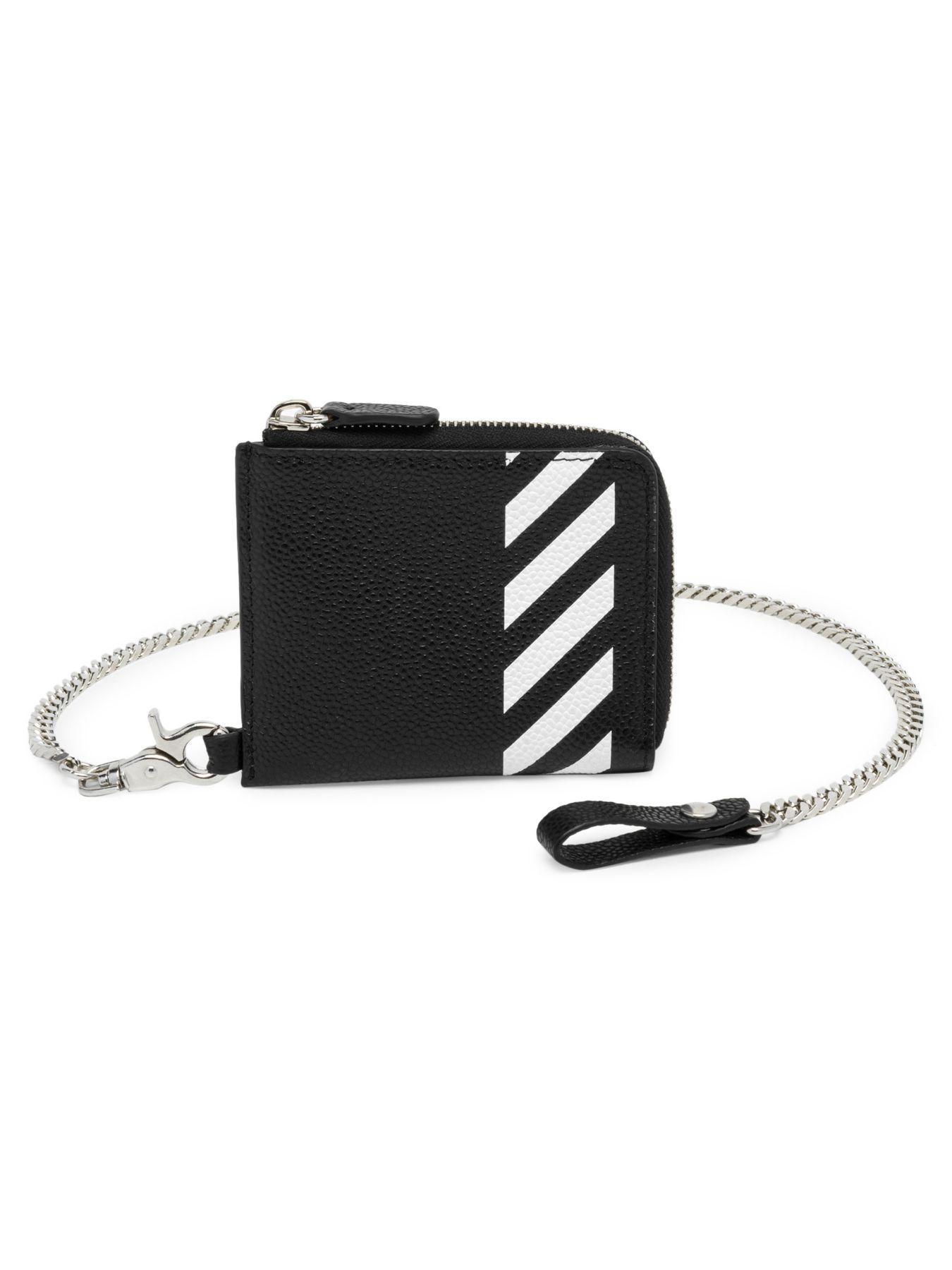 Off-White c/o Virgil Abloh Diagonal Chain Leather Wallet in Black 