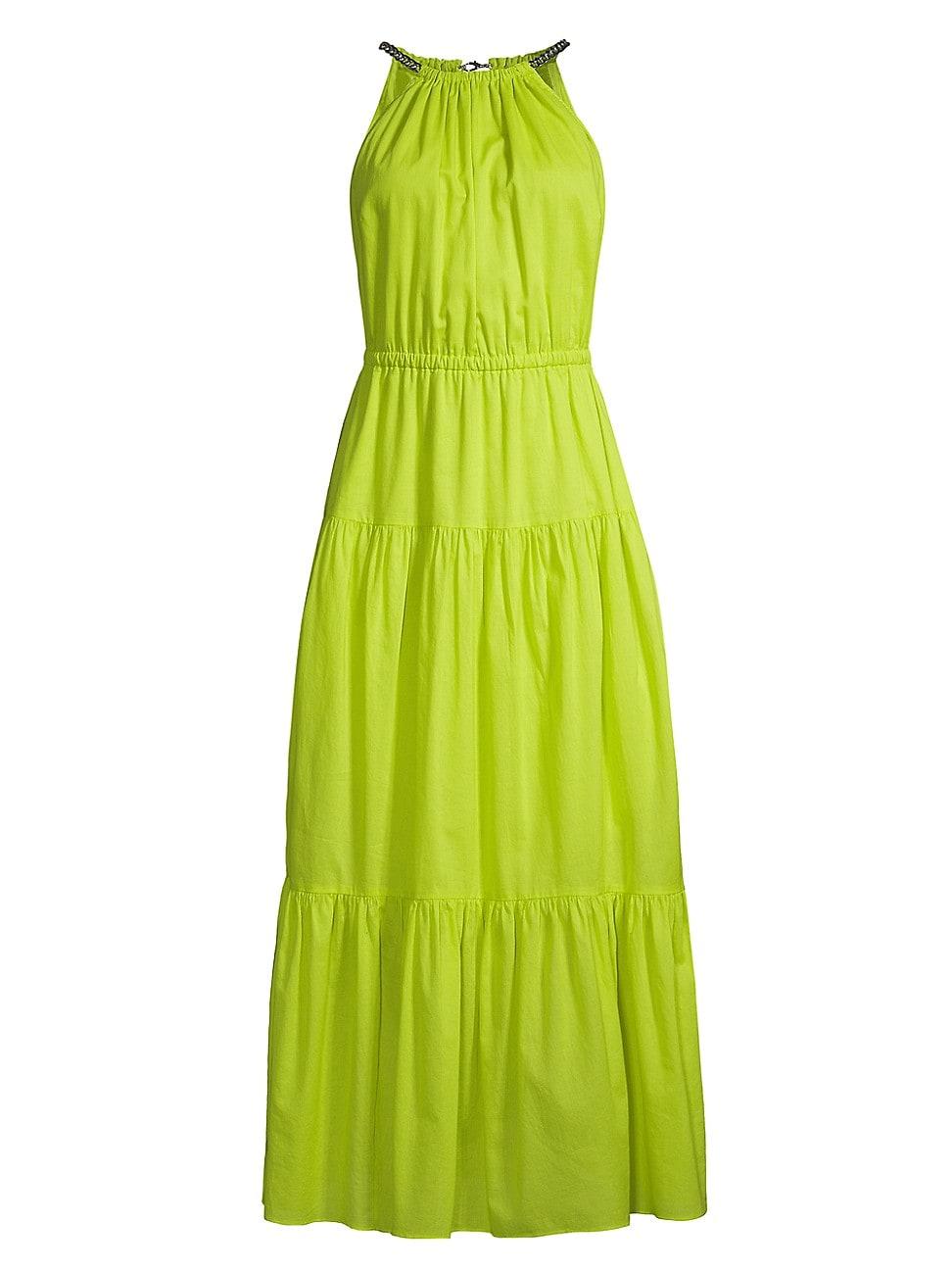 MICHAEL Michael Kors Chainlink Halterneck Midi Dress in Green Lyst