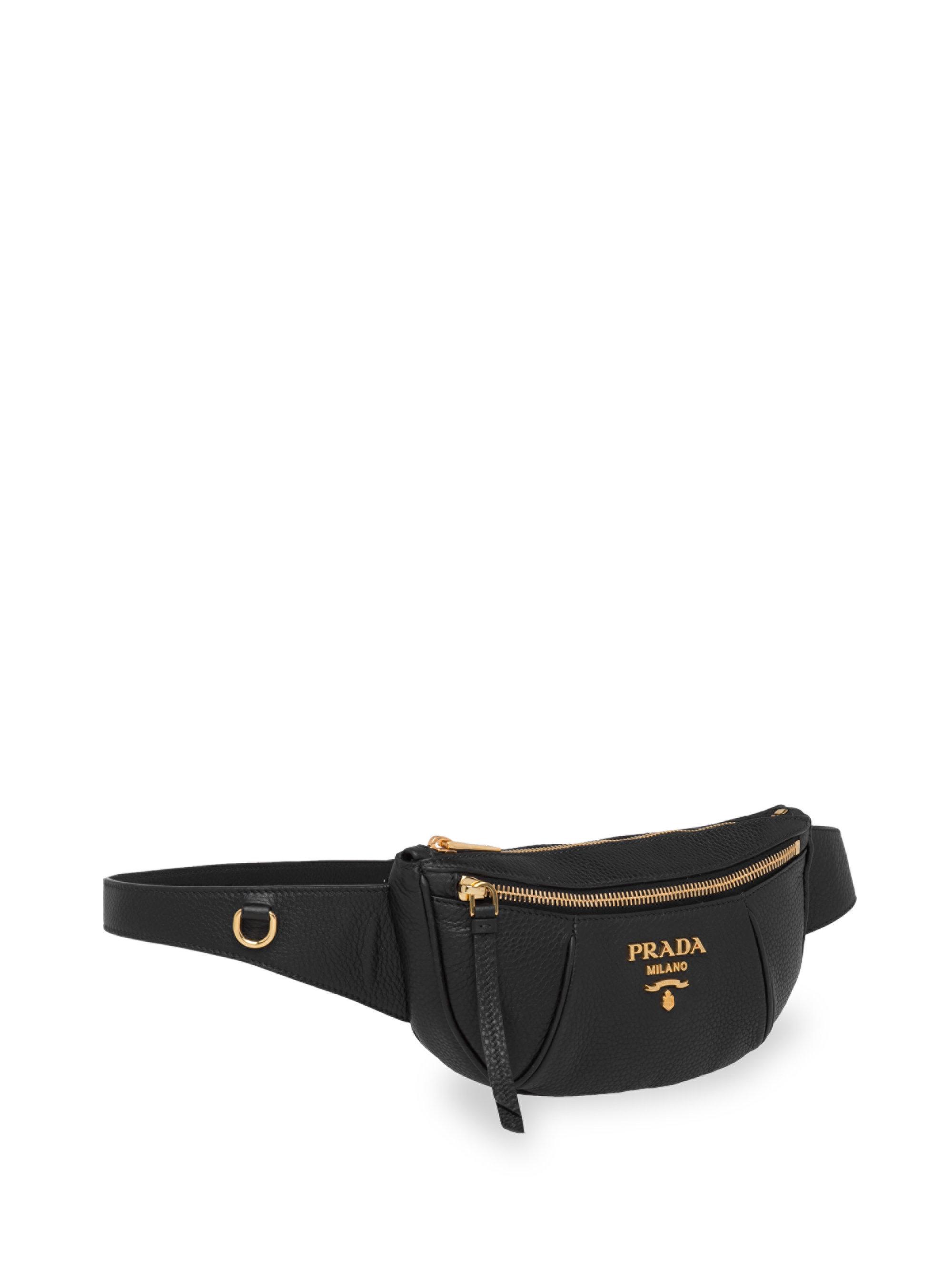 Prada Vitello Daino Pebbled Leather Belt Bag in Black | Lyst