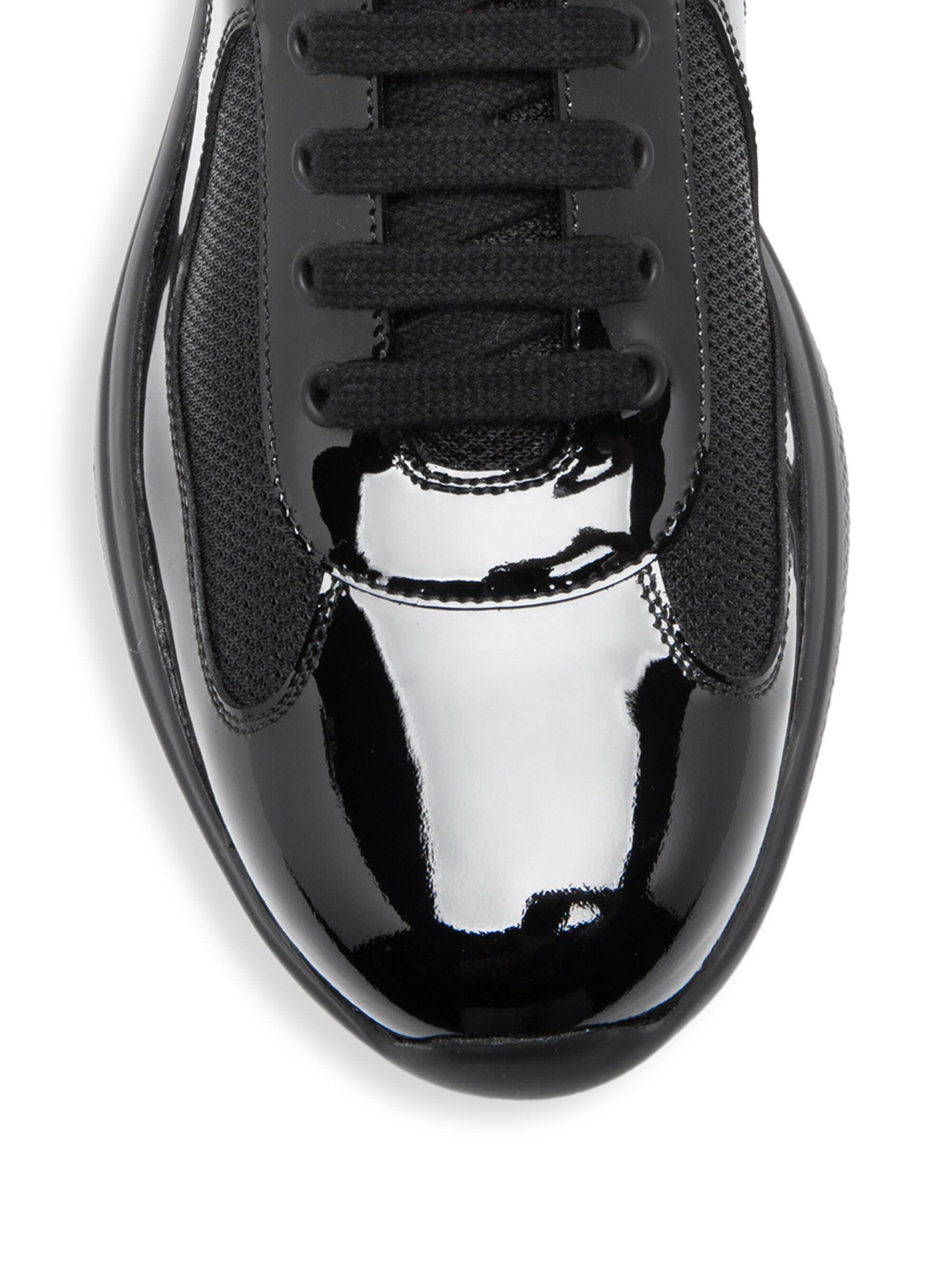 men's america's cup patent leather patchwork sneakers