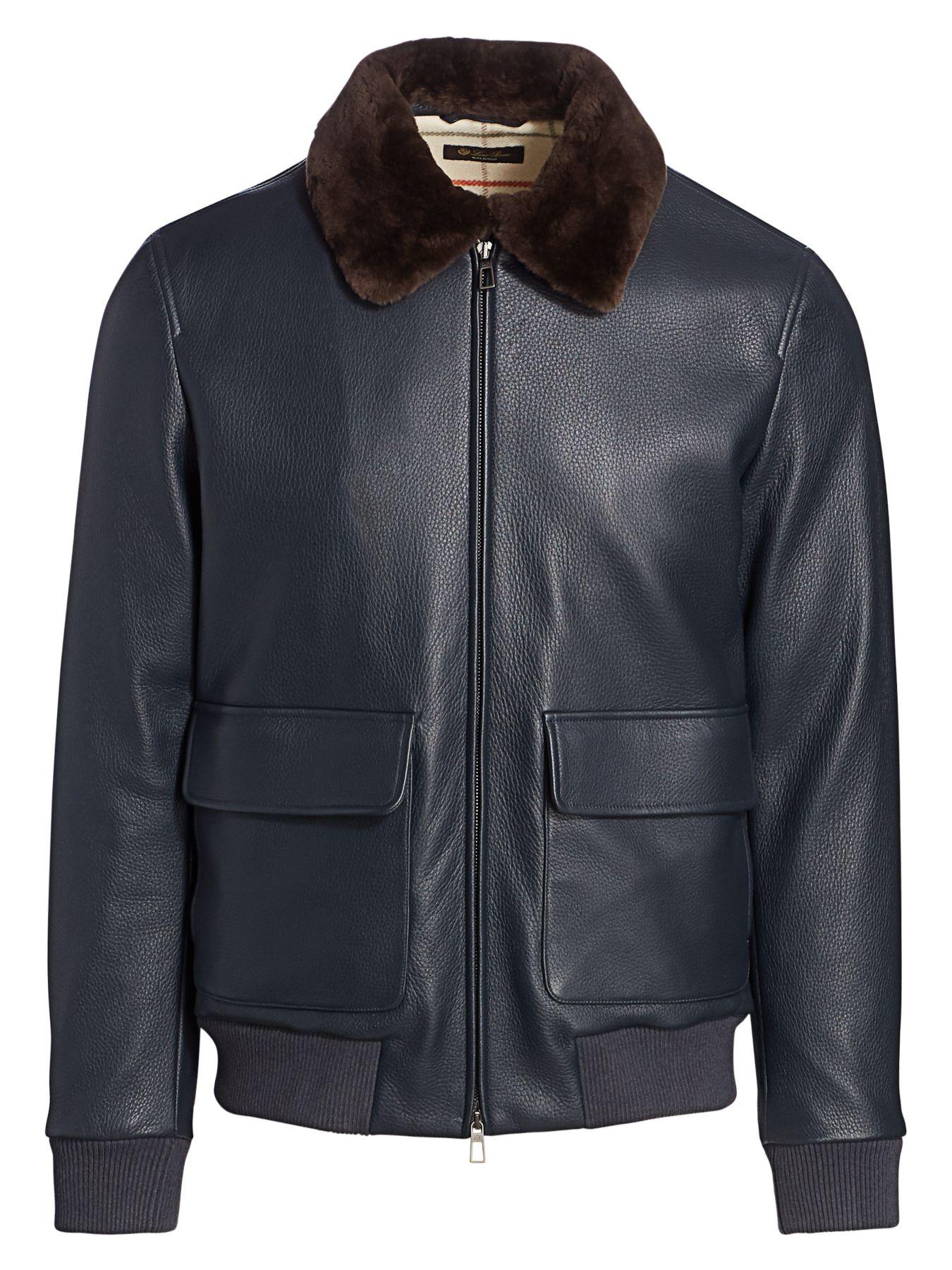 Loro Piana Patton Leather Bomber Jacket in Brown for Men Mens Clothing Jackets Leather jackets 