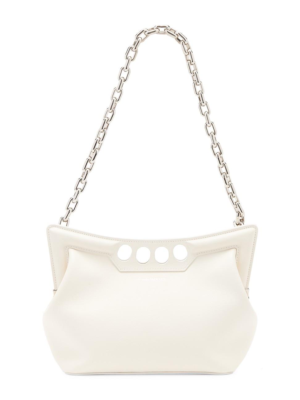 Alexander McQueen The Small Peak Leather Shoulder Bag in White | Lyst