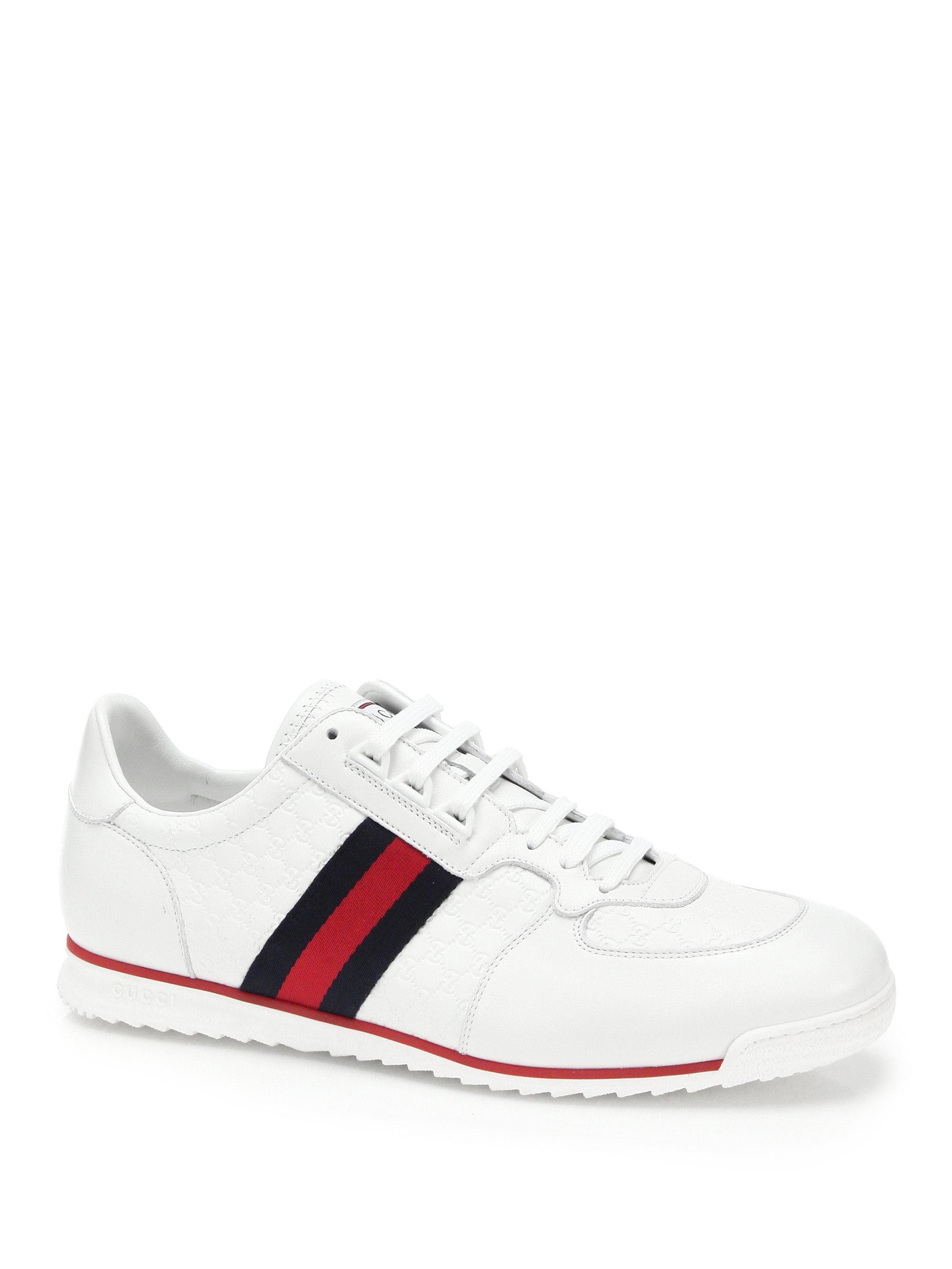 Lyst - Gucci Striped Leather Sneakers in Black for Men - Save 59%