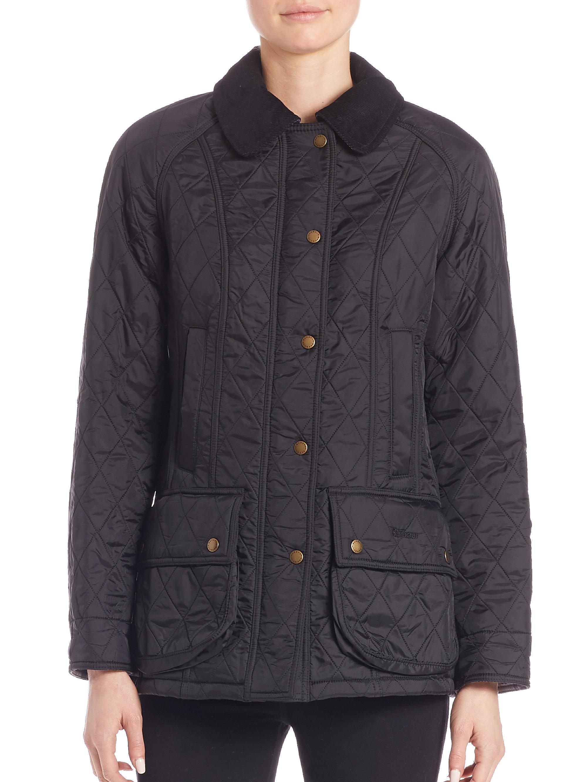 Barbour Corduroy Beadnell Polarquilt Jacket in Black Lyst