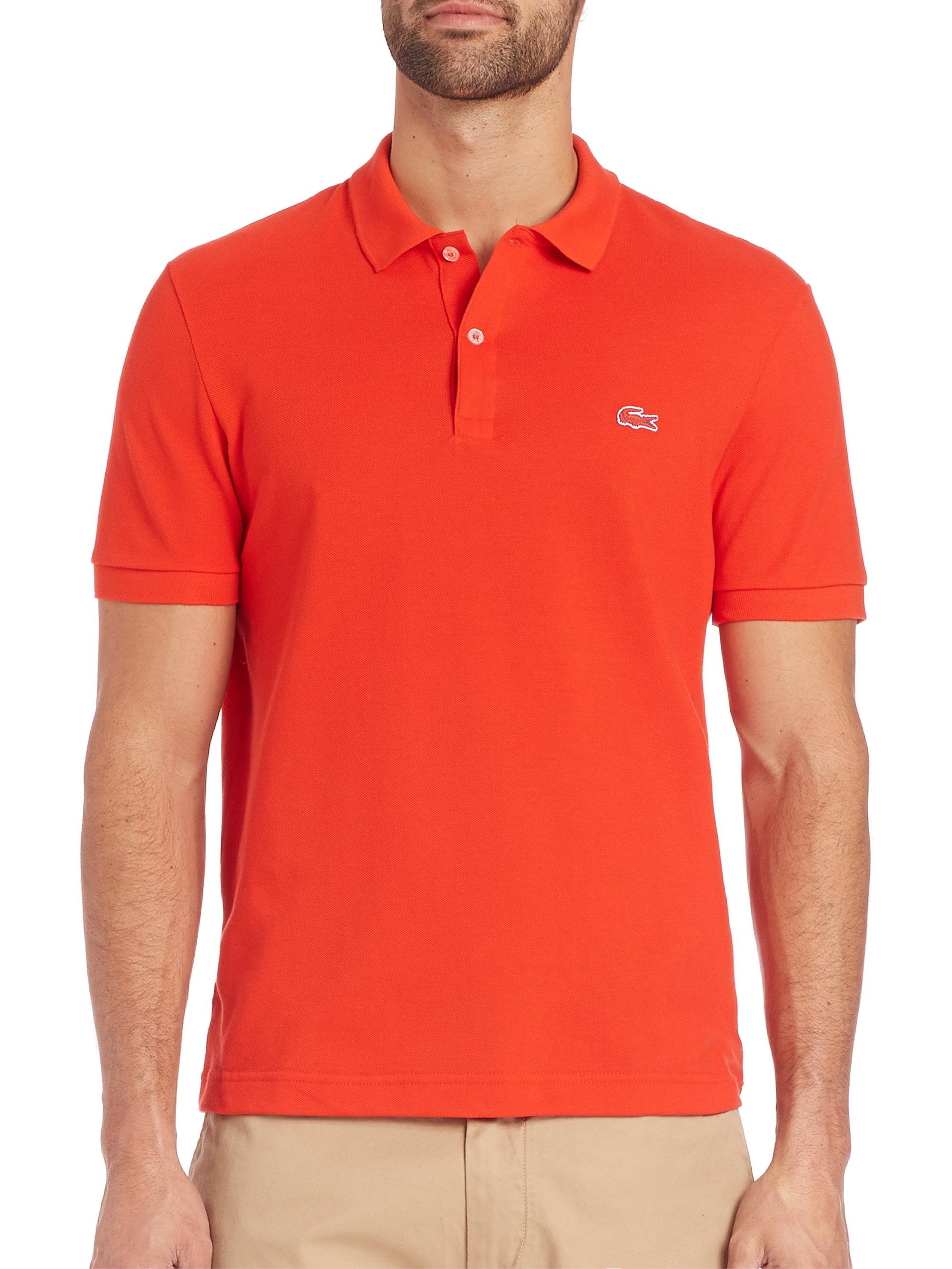 Lacoste Cotton Tonal Croc Polo in Red for Men - Lyst