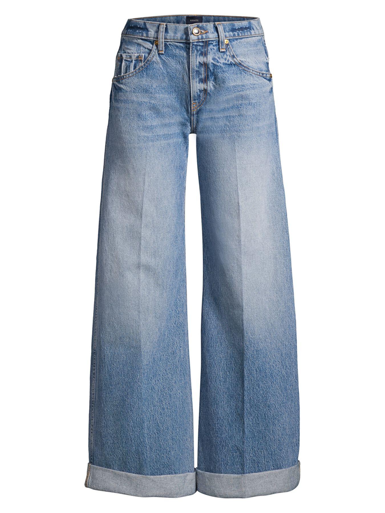 wide leg cuffed jeans