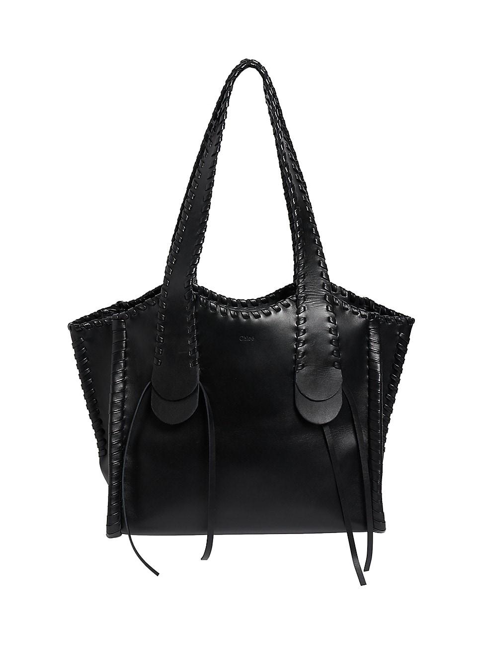 Chloé Medium Mony Leather Tote Bag in Black | Lyst