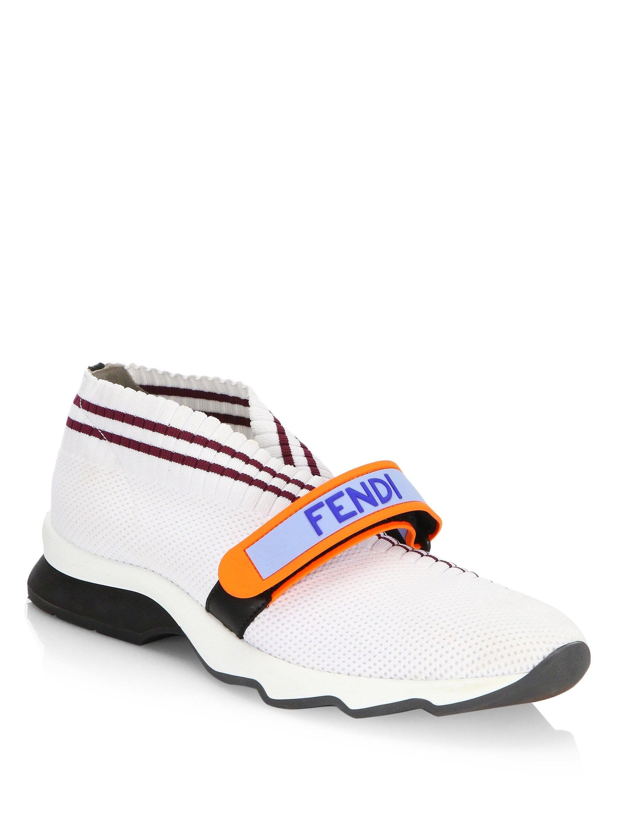 Fendi Leather Rockoko Knit Sneakers in 