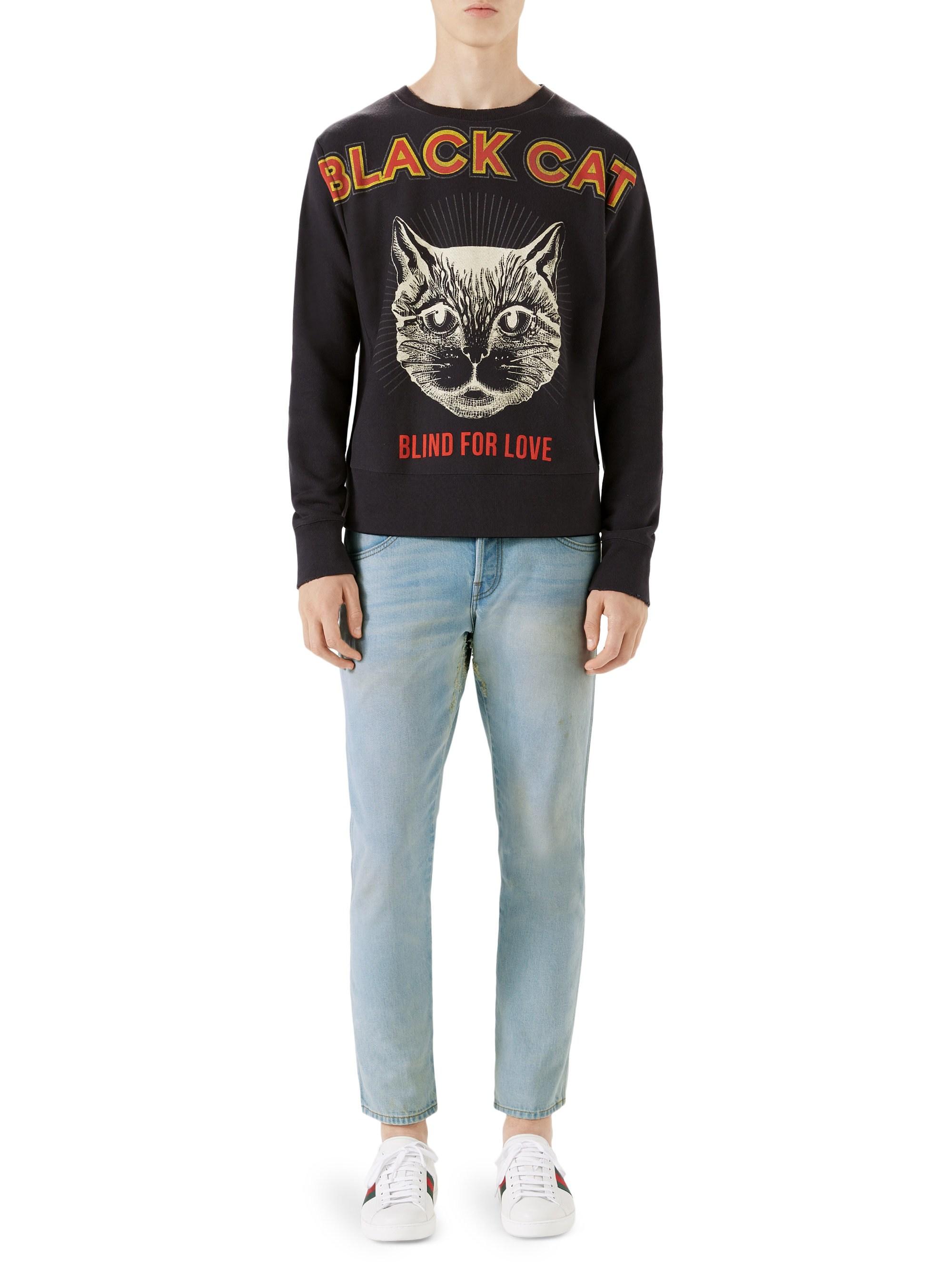 gucci black cat sweater