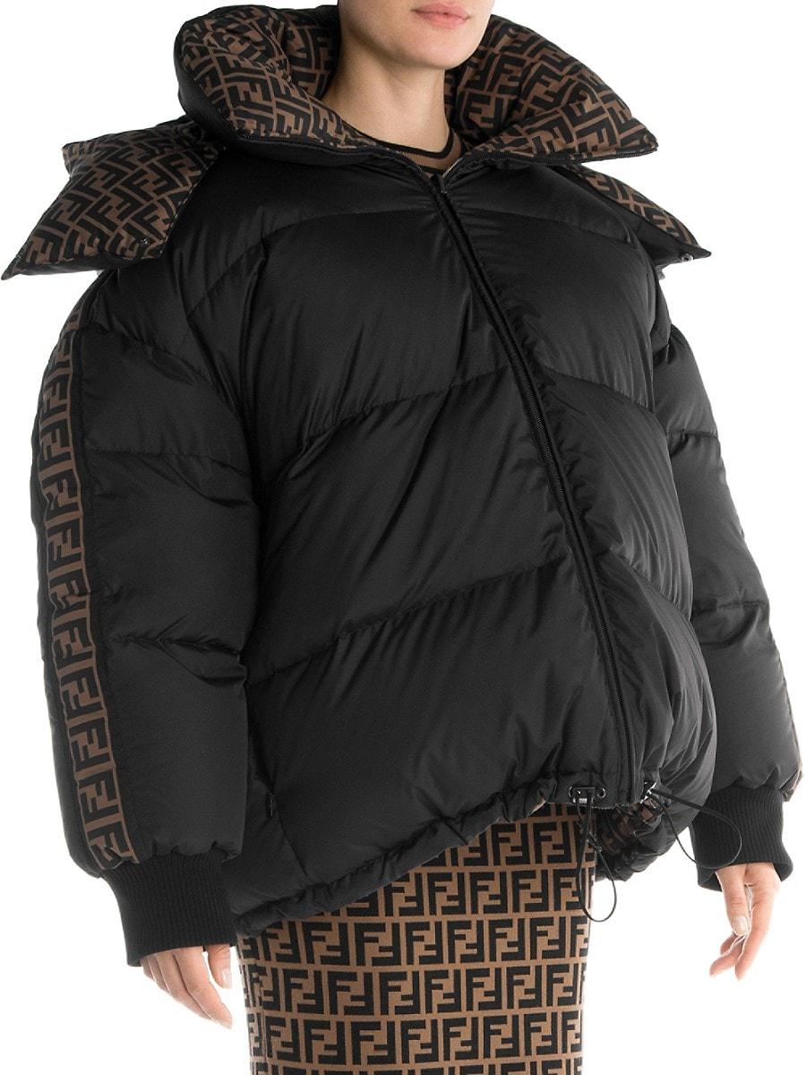 Fendi Reversible Ff Logo Print Puffer Jacket in Black | Lyst