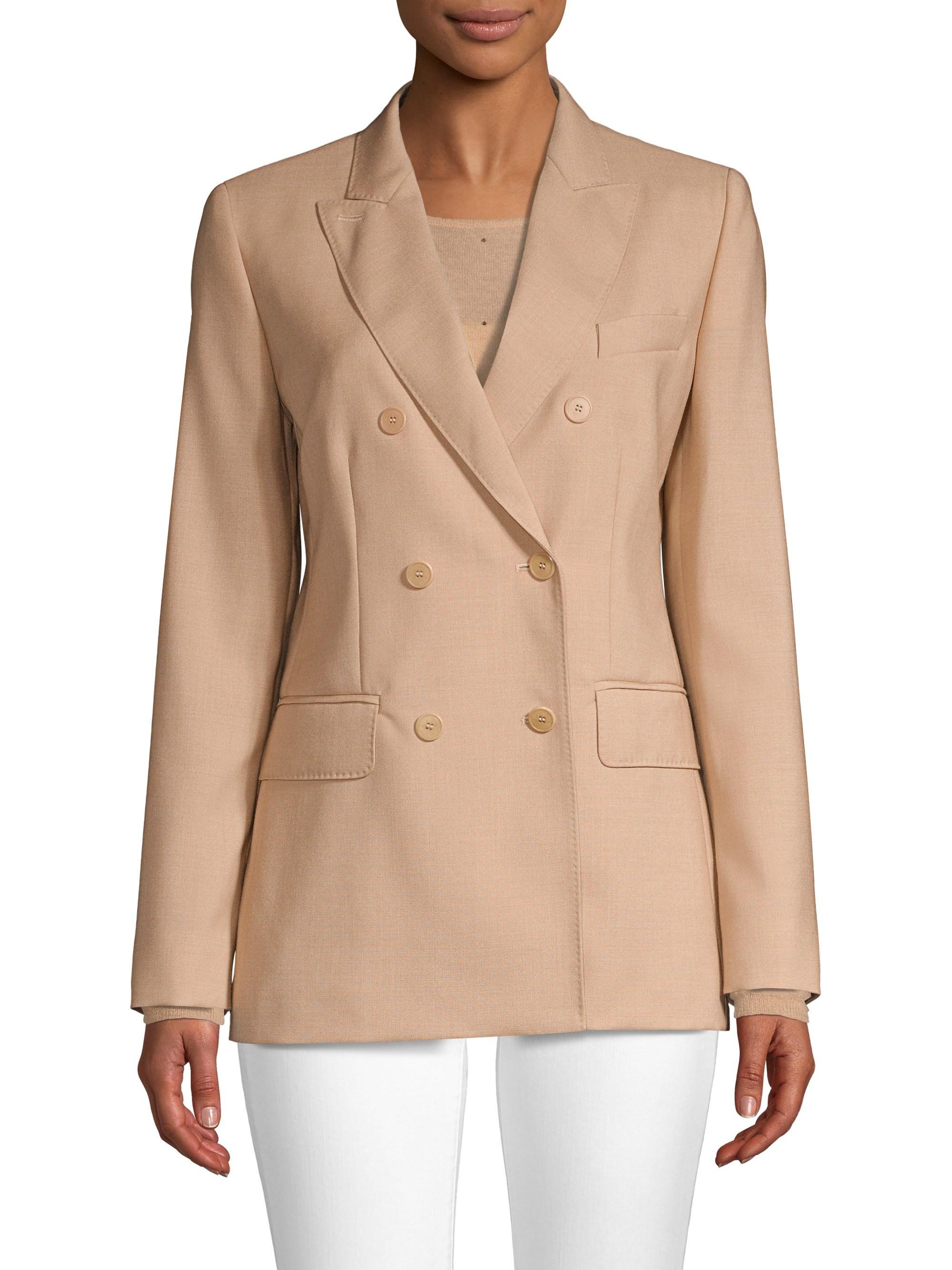 Lyst - Max Mara Daniel Double-breasted Mohair & Silk Jacket in Natural