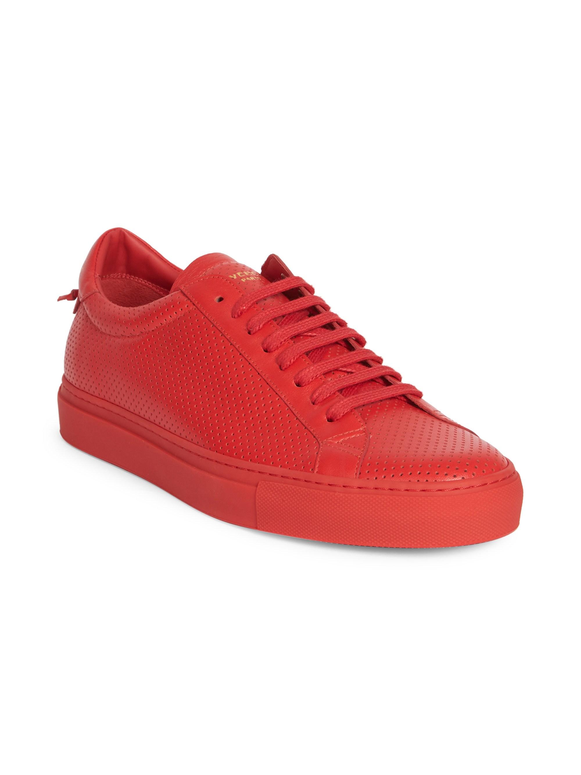 Givenchy Urban Street Perforated Leather Sneakers in Red for Men - Lyst