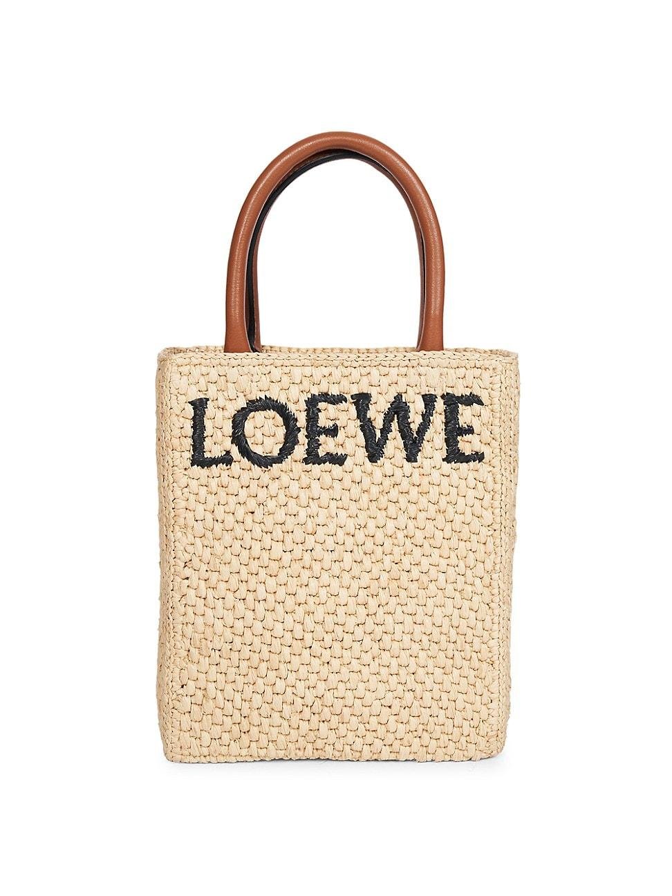 Loewe A5 Raffia & Leather Tote Bag In Natural 