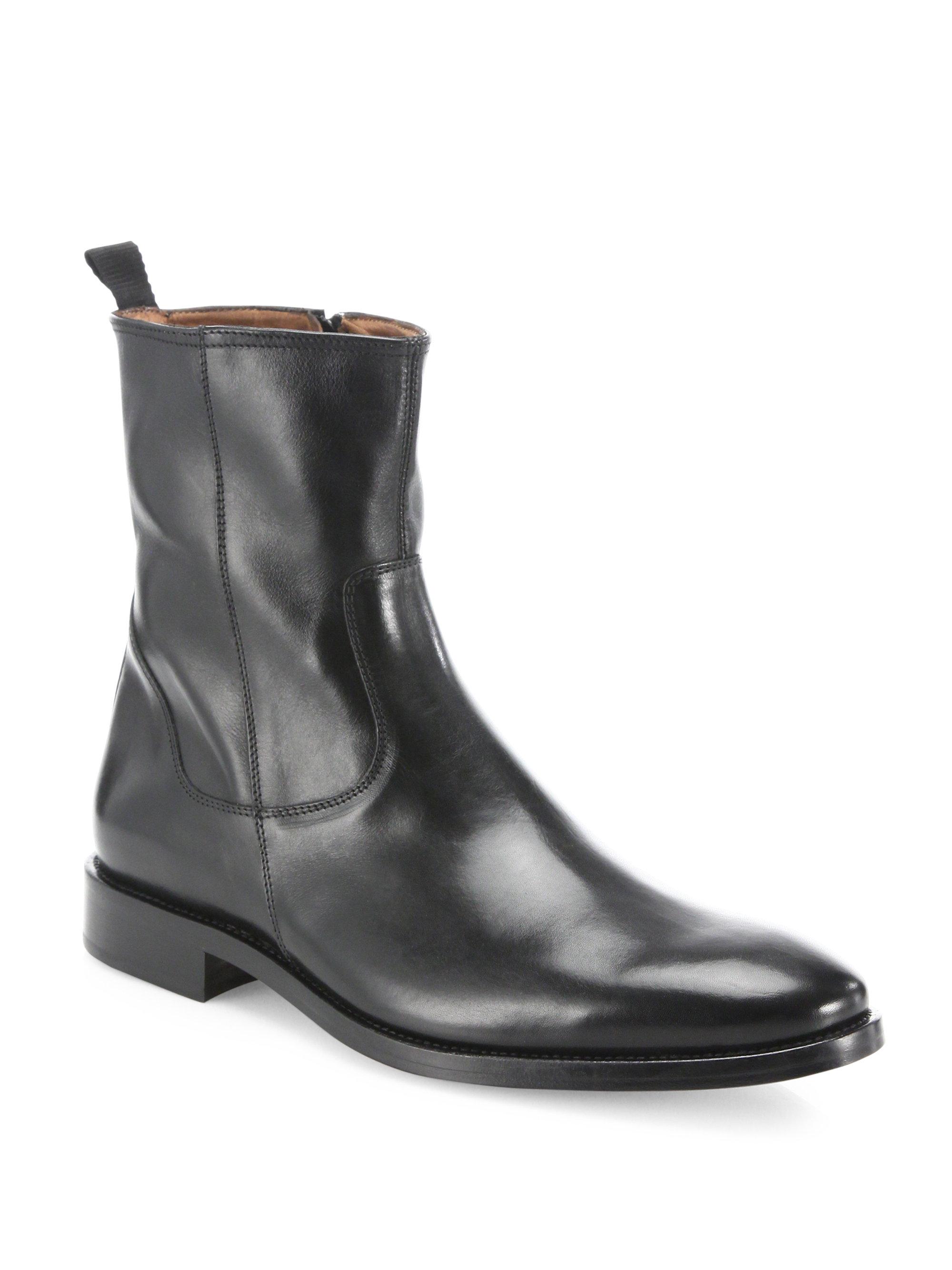 Saks Fifth Avenue Leather Ankle Boots in Black for Men Lyst