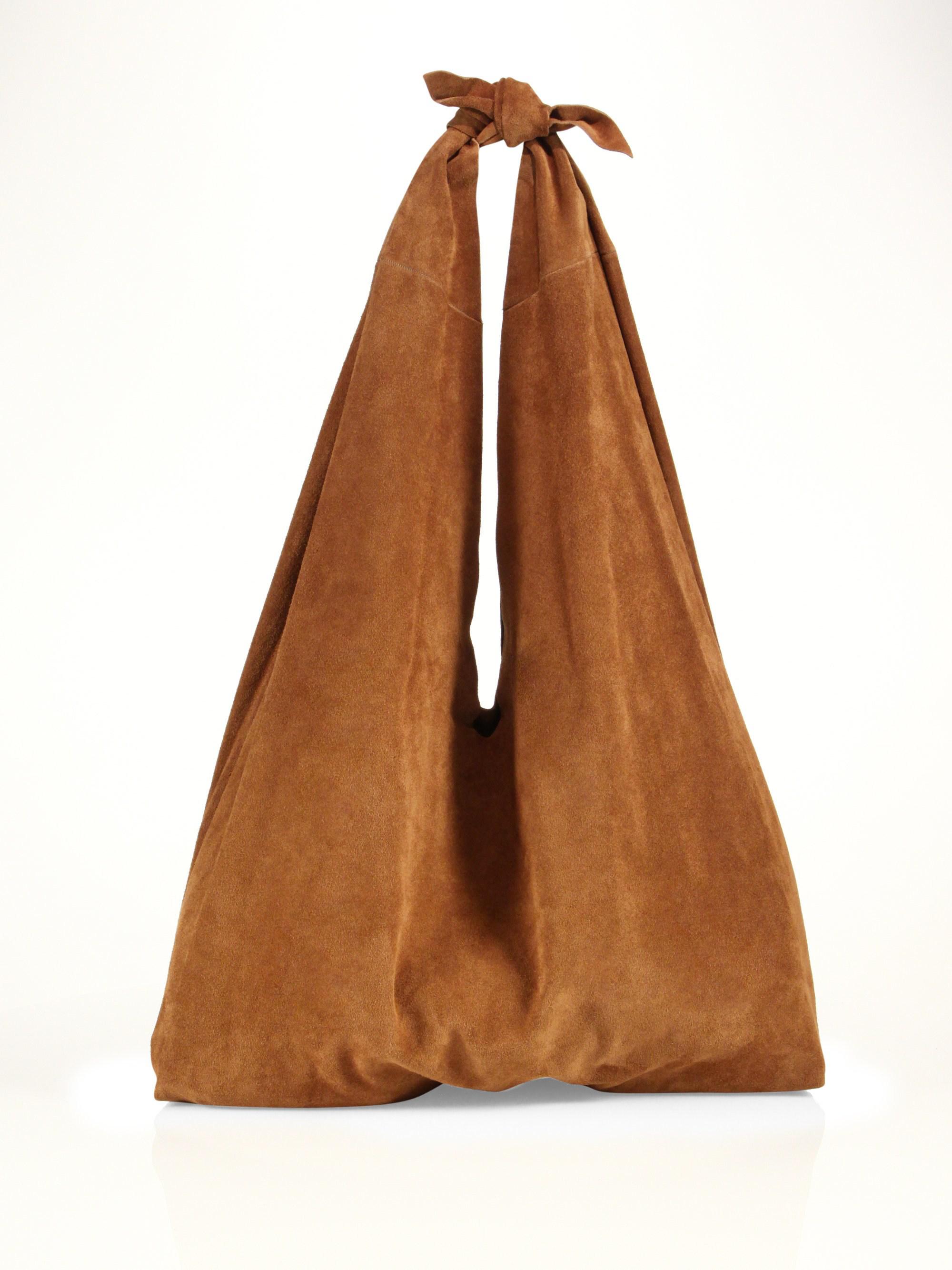 The Row Bindle Knot Suede Hobo Bag in Brown Lyst