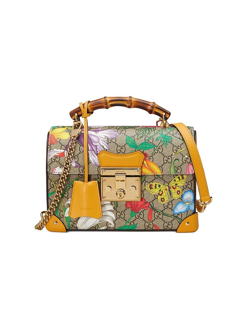 Gucci Flora Gg Supreme Top Handle Bamboo Bag | Lyst