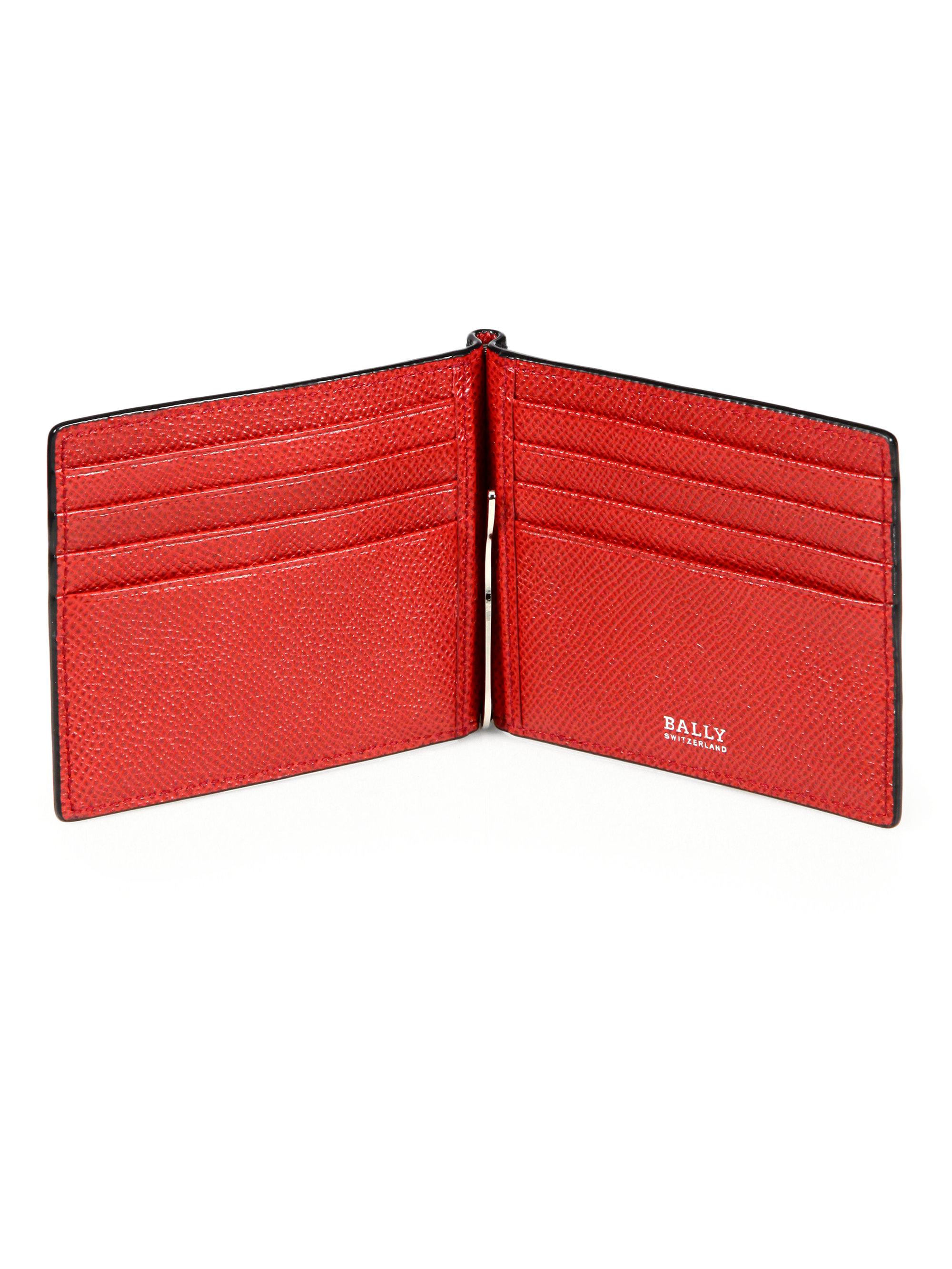 Bally Leather Money Clip Wallet in Red for Men | Lyst