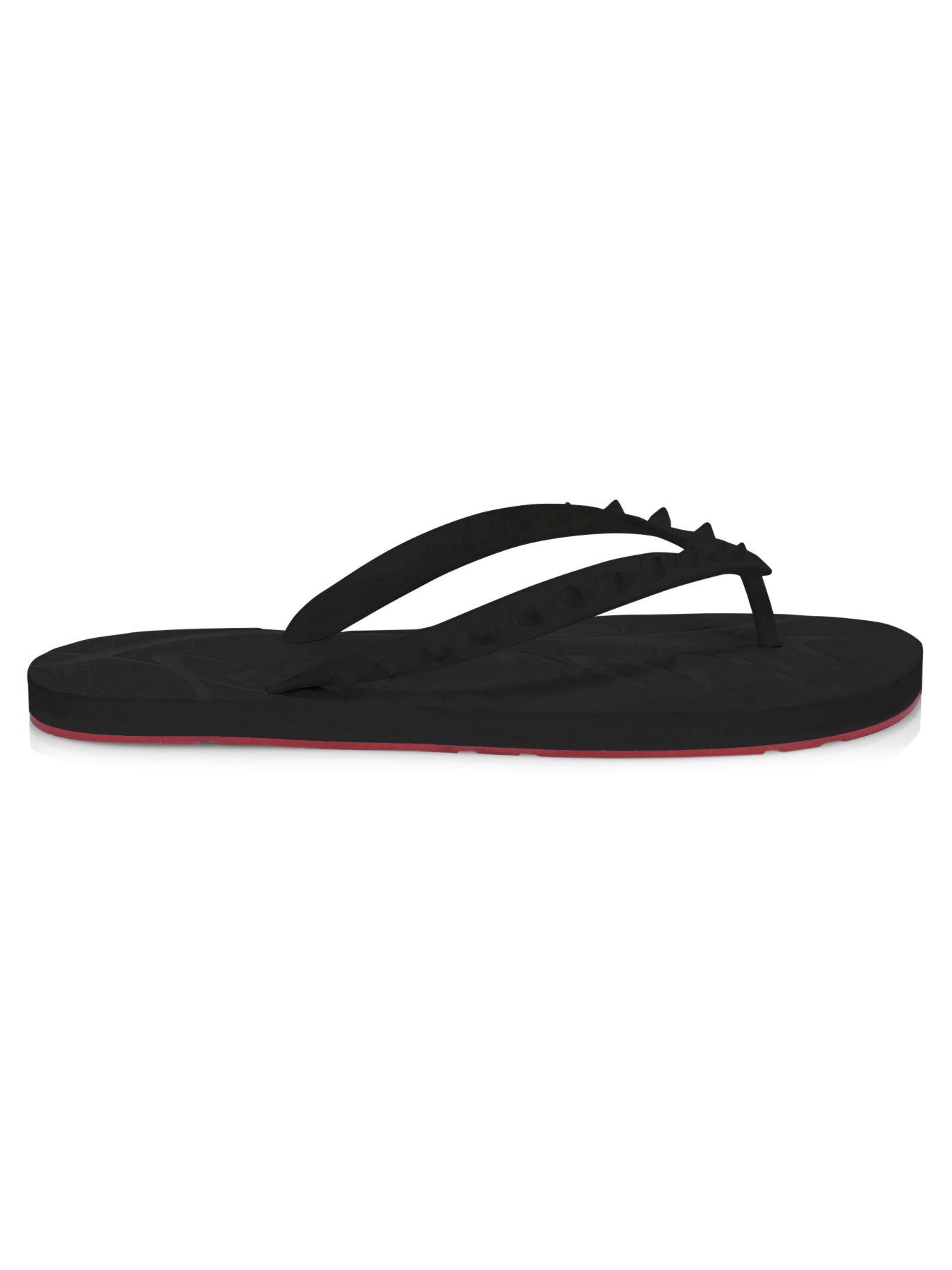Christian Louboutin Rubber Loubi Spikes Flip Flops in Black for Men - Lyst