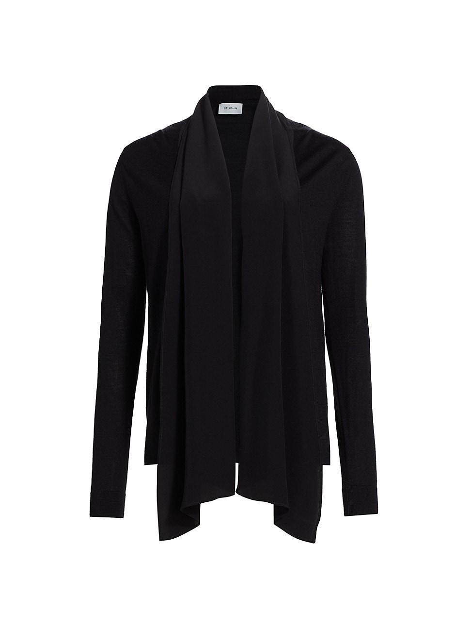 St. John Draped Front Jersey Cardigan in Black Lyst