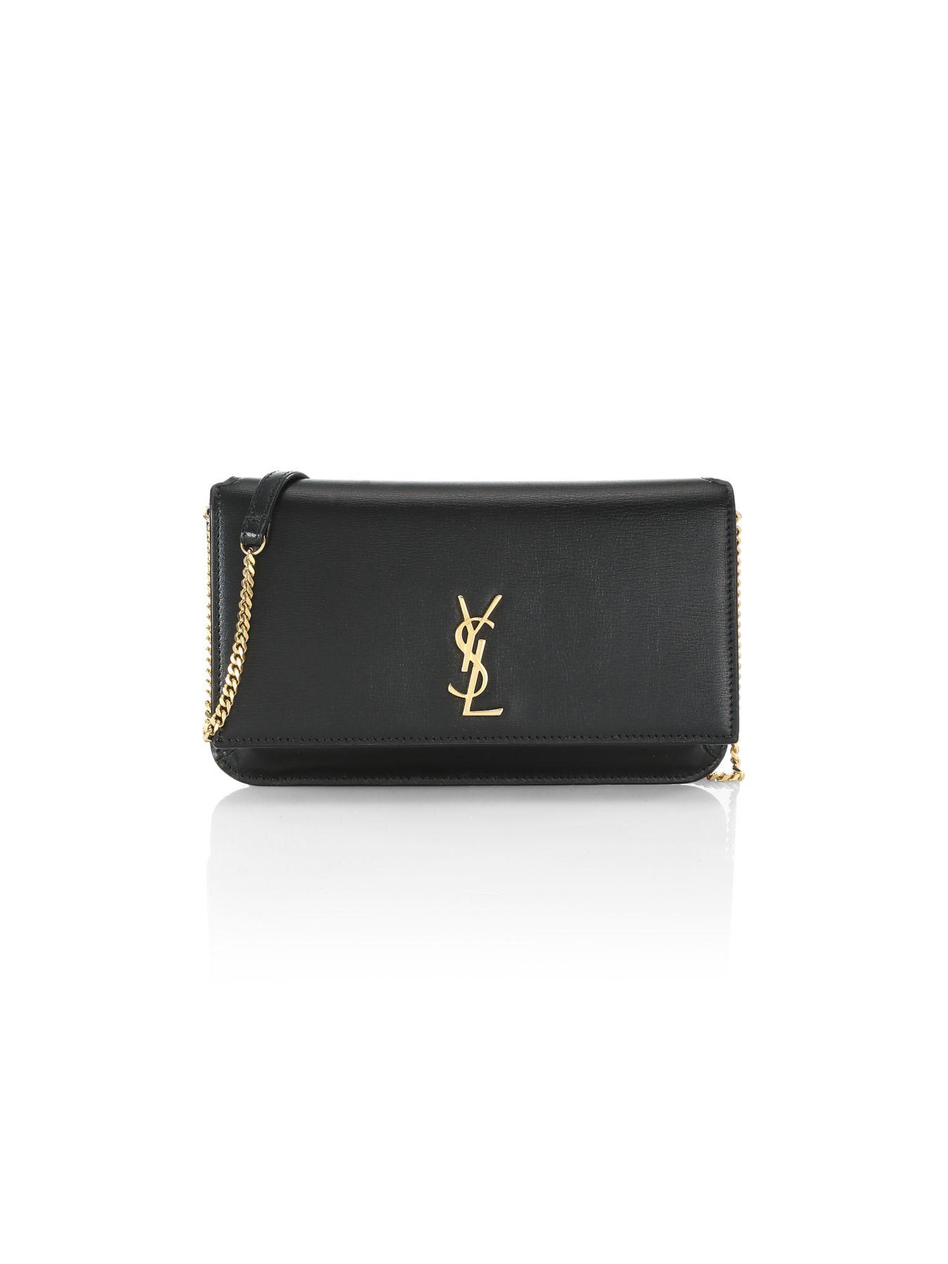 Saint Laurent Leather Crossbody Phone Holder in Black Lyst