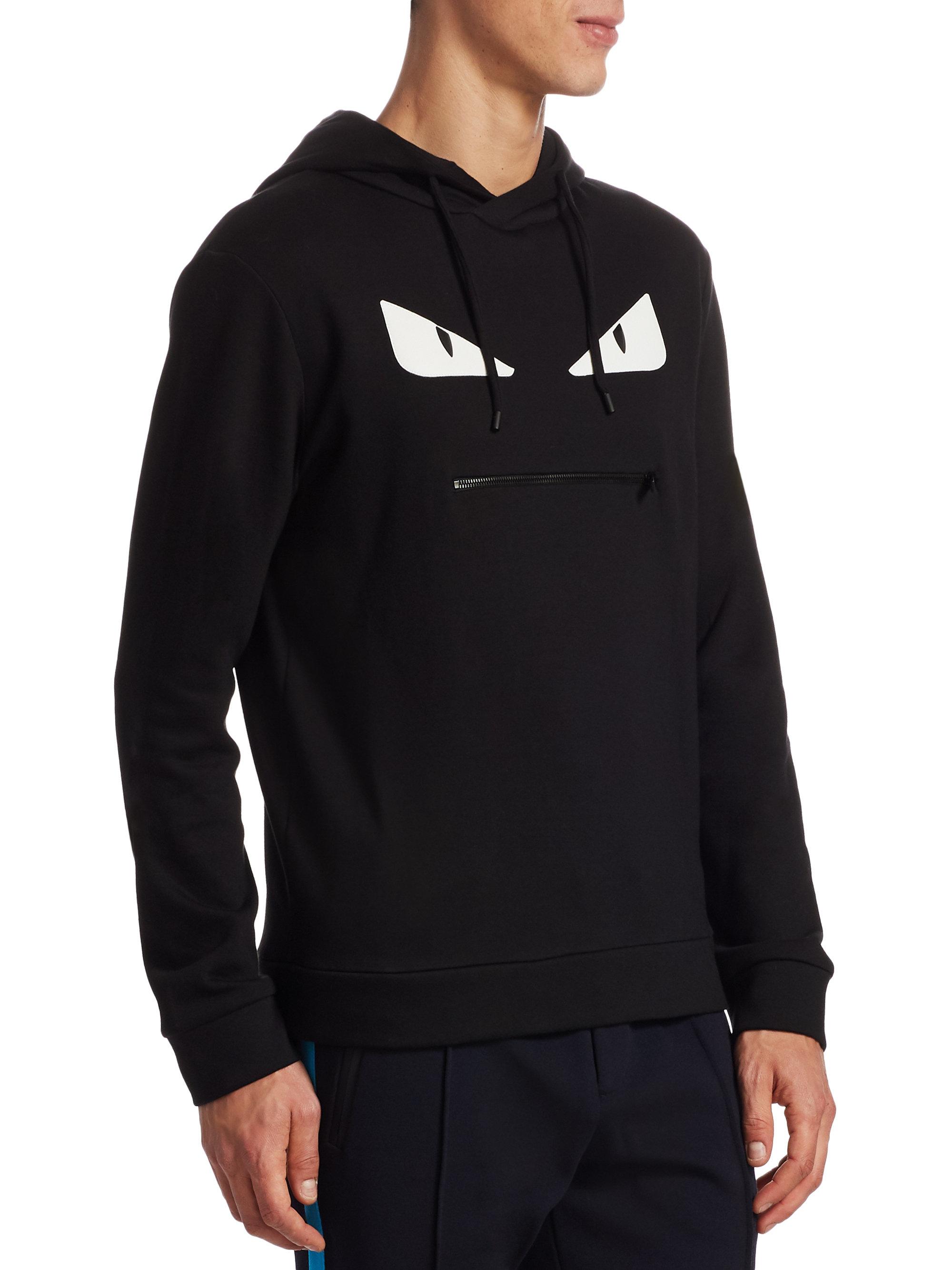 Fendi Cotton Monster Zip Mouth Sweatshirt in Black for Men - Lyst