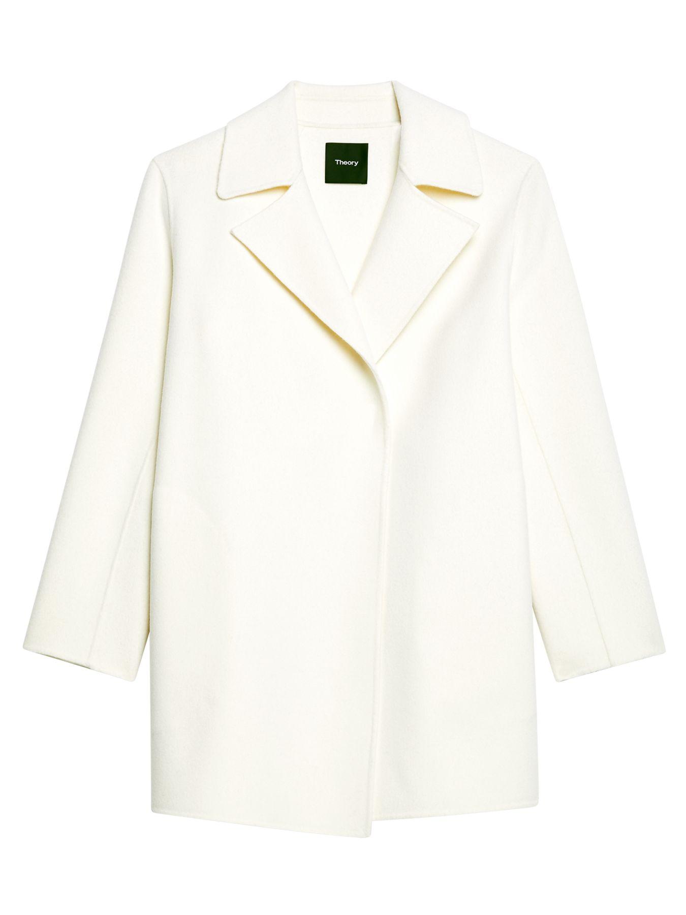 Theory Wool Doublefaced Overlay Coat in Ivory (White) Lyst